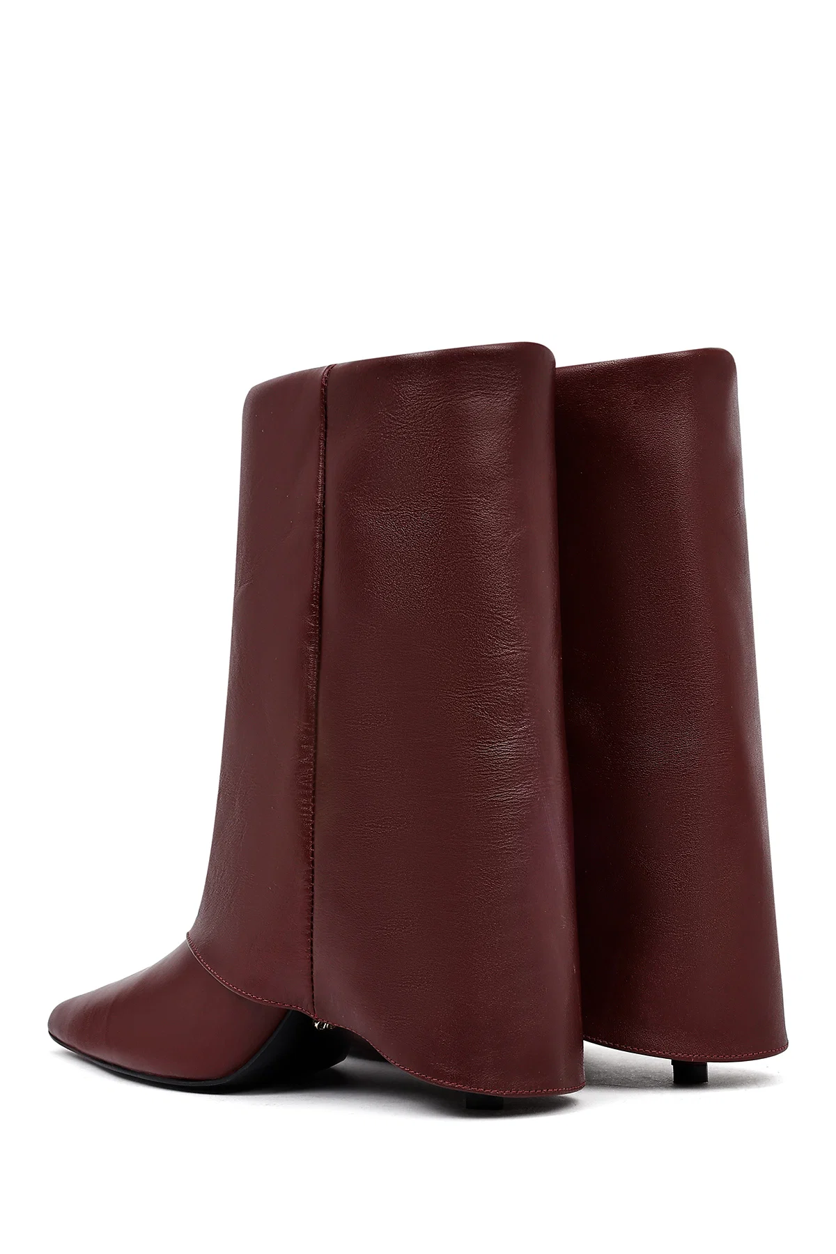 Kadın Bordo İnce Topuklu Deri Bot - Image 7