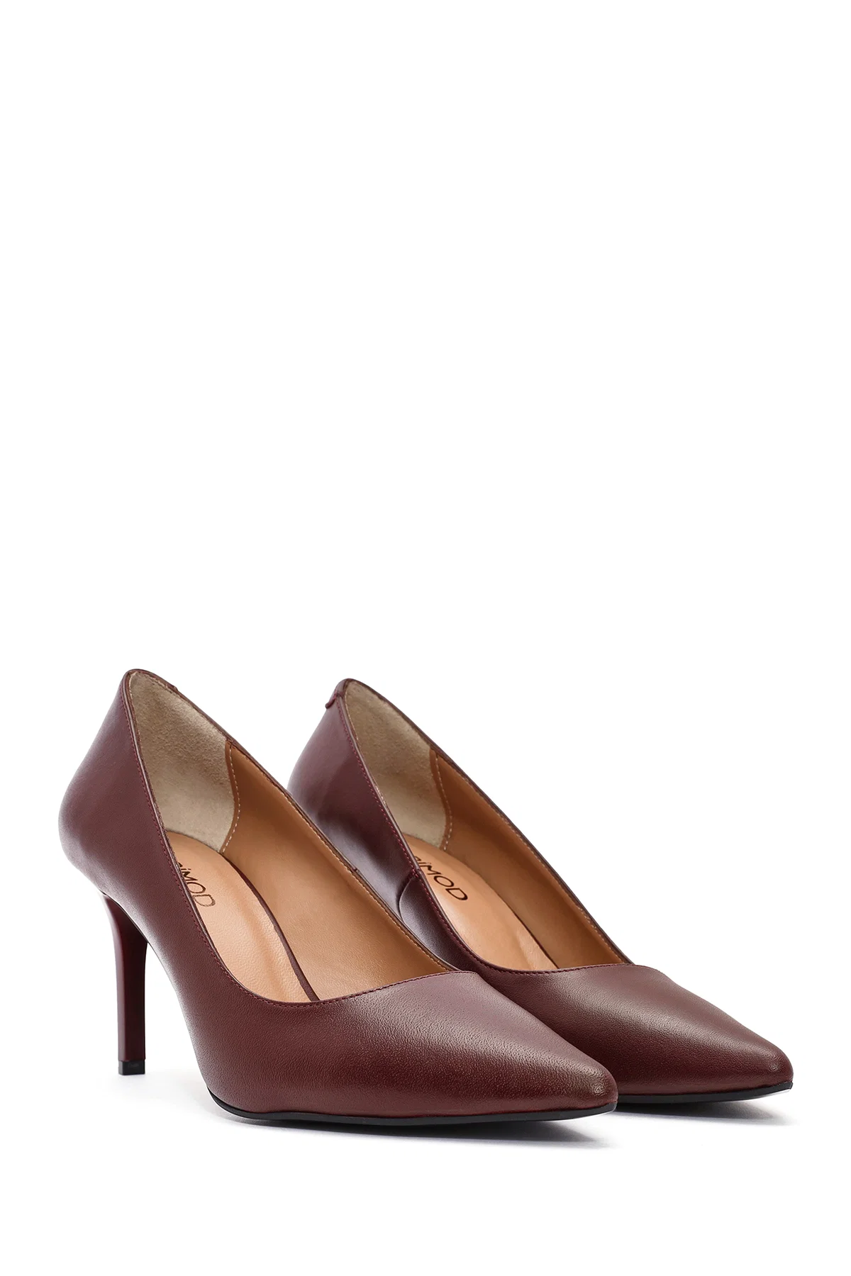 Kadın Bordo İnce Topuklu Deri Stiletto - Image 3