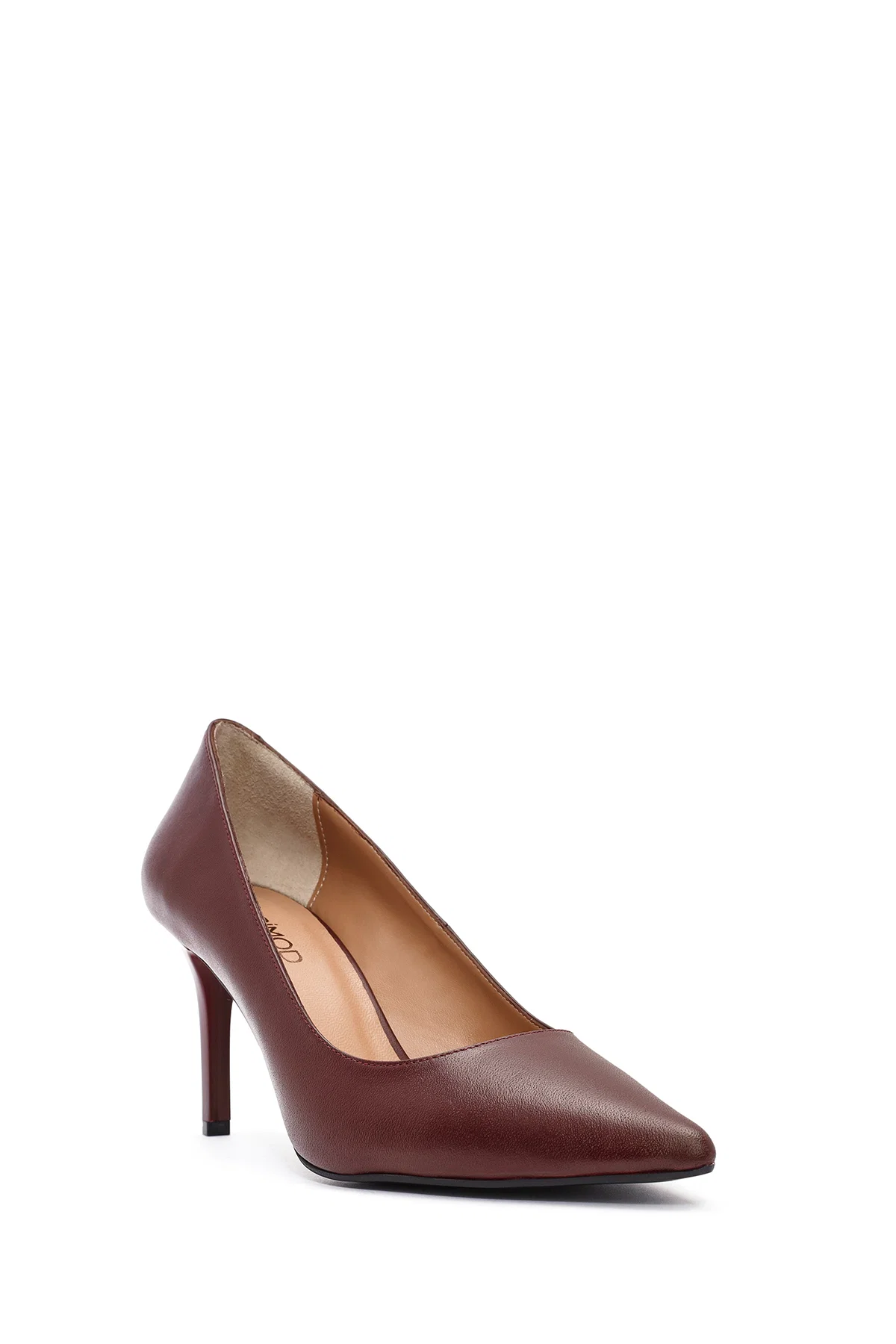 Kadın Bordo İnce Topuklu Deri Stiletto - Image 7