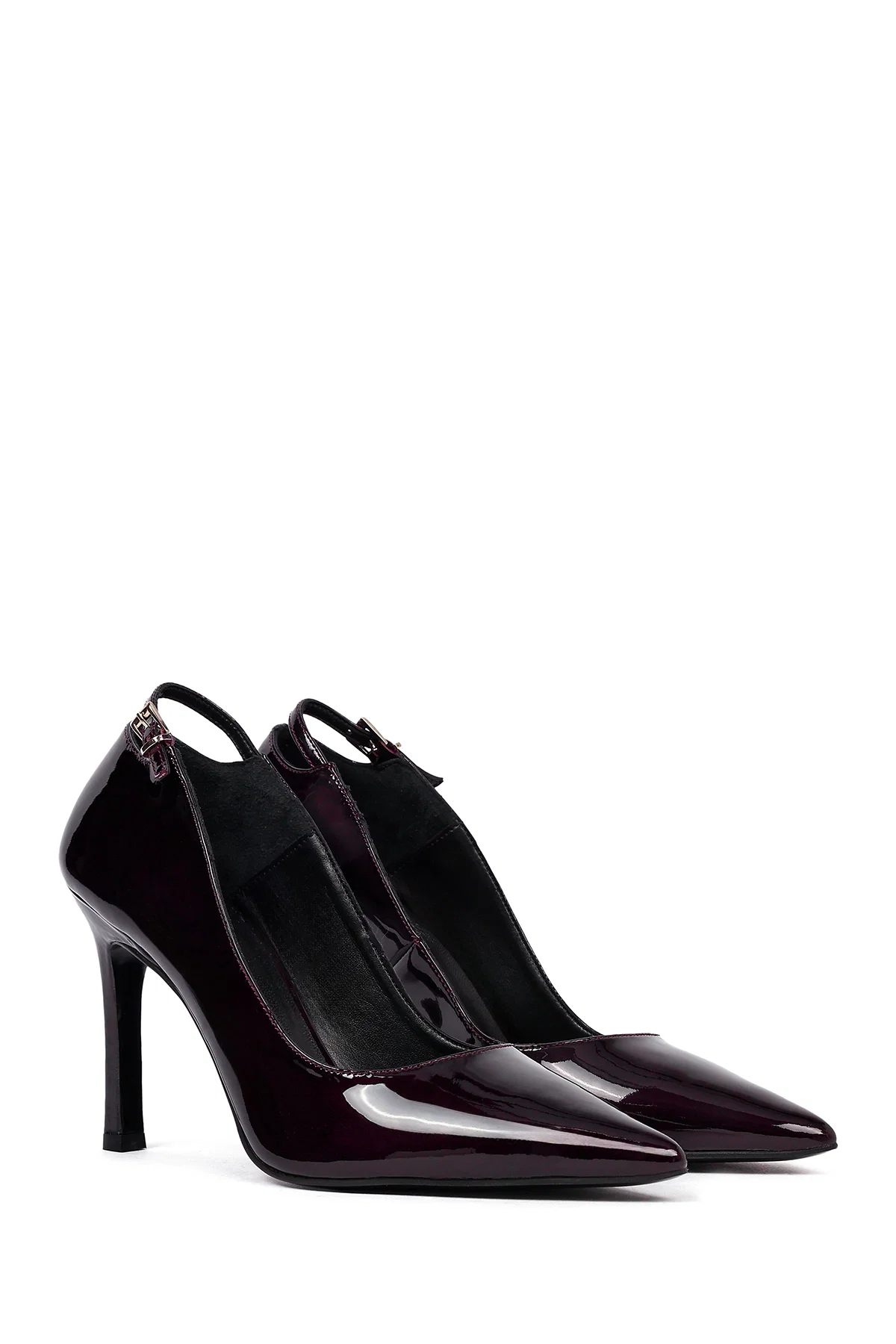 Kadın Bordo İnce Topuklu Rugan Deri Stiletto - Image 3