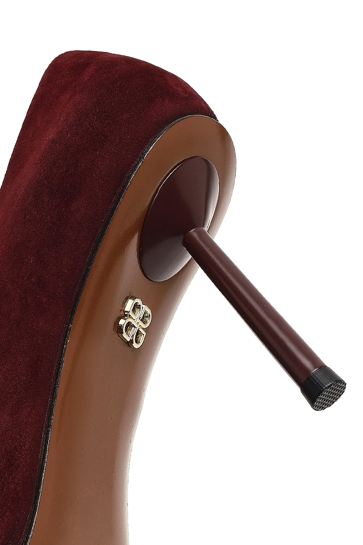 Kadın Bordo İnce Topuklu Süet Deri Stiletto - Image 9