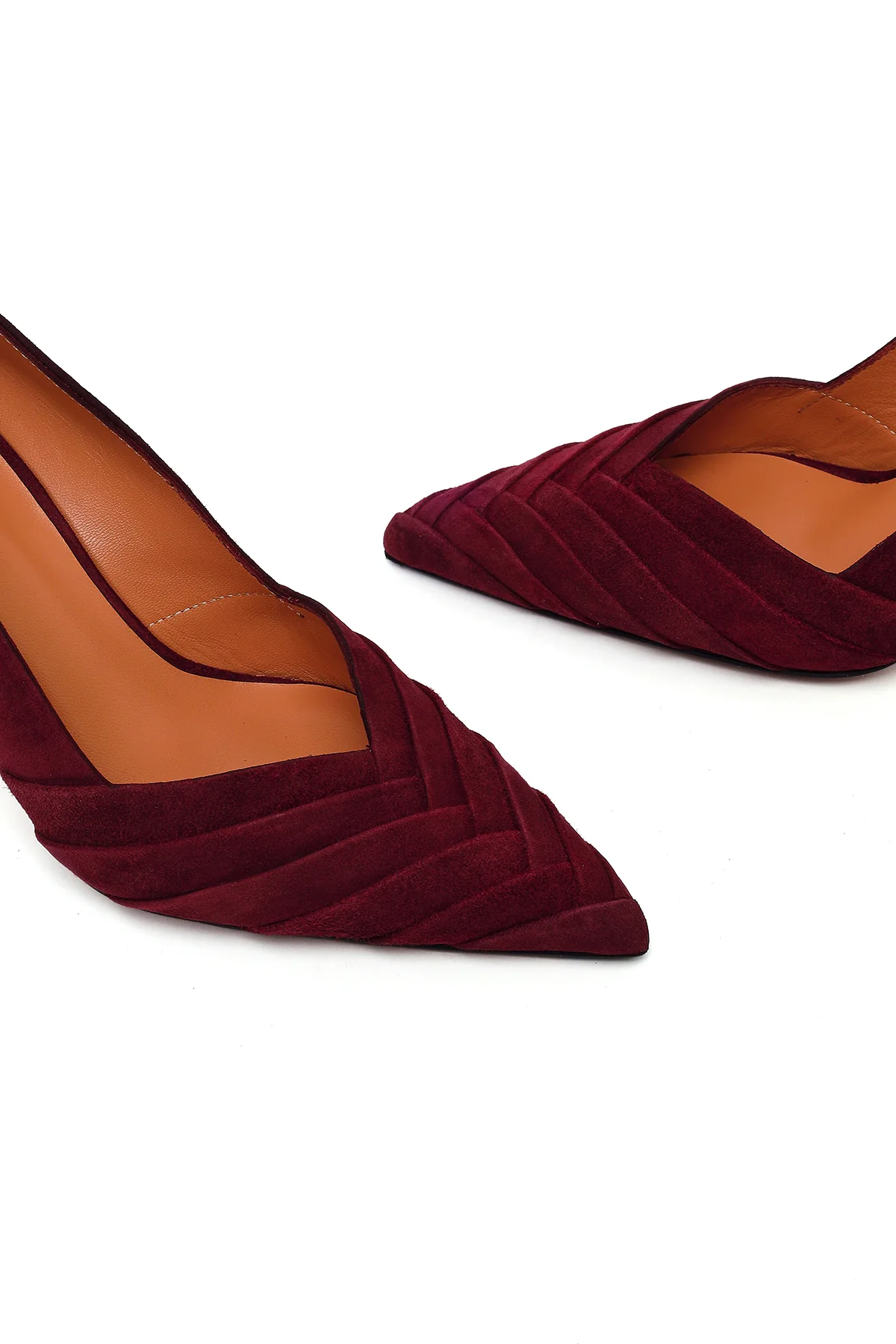 Kadın Bordo İnce Topuklu Süet Deri Stiletto - Image 11