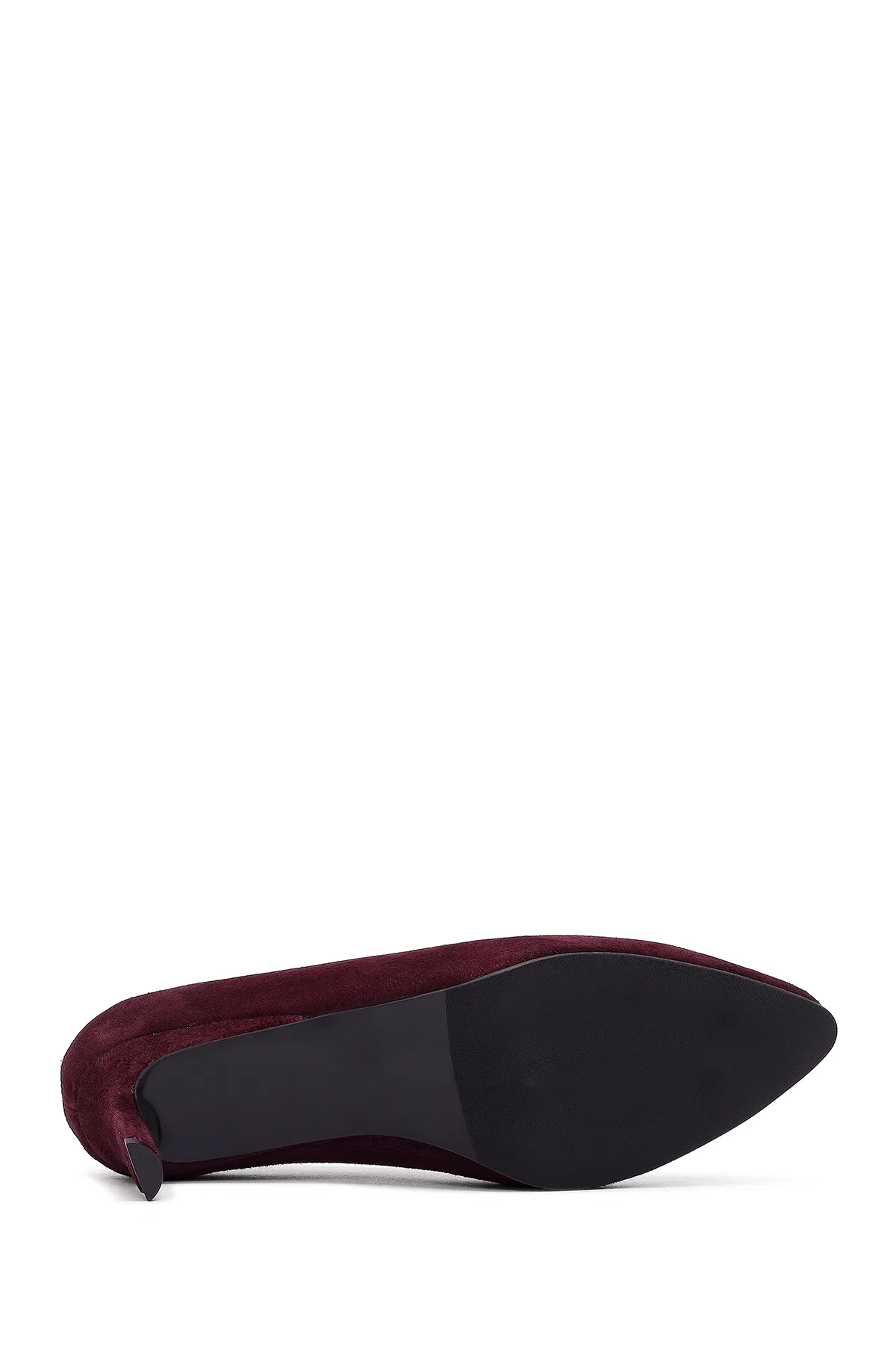 Kadın Bordo Kısa İnce Topuklu Süet Deri Stiletto - Image 5