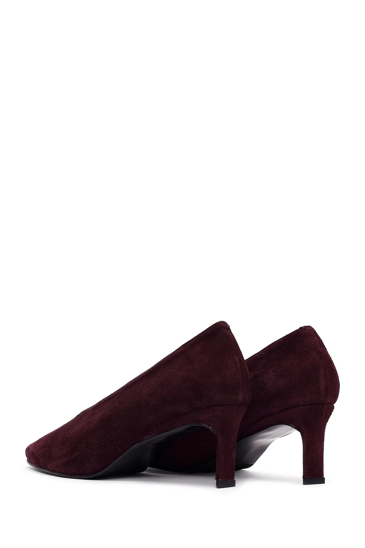 Kadın Bordo Kısa İnce Topuklu Süet Deri Stiletto - Image 6