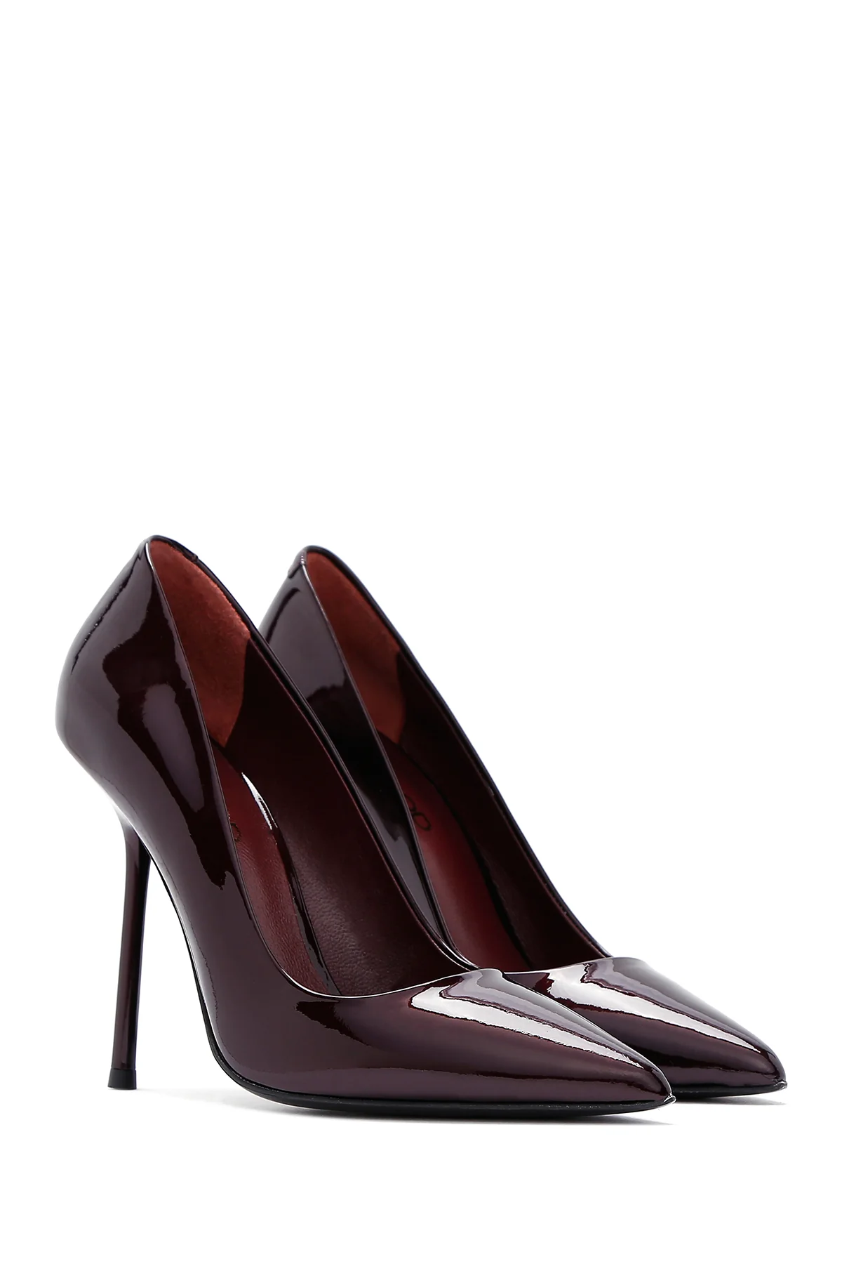 Kadın Bordo Rugan Deri Yüksek Topuklu Stiletto - Image 6
