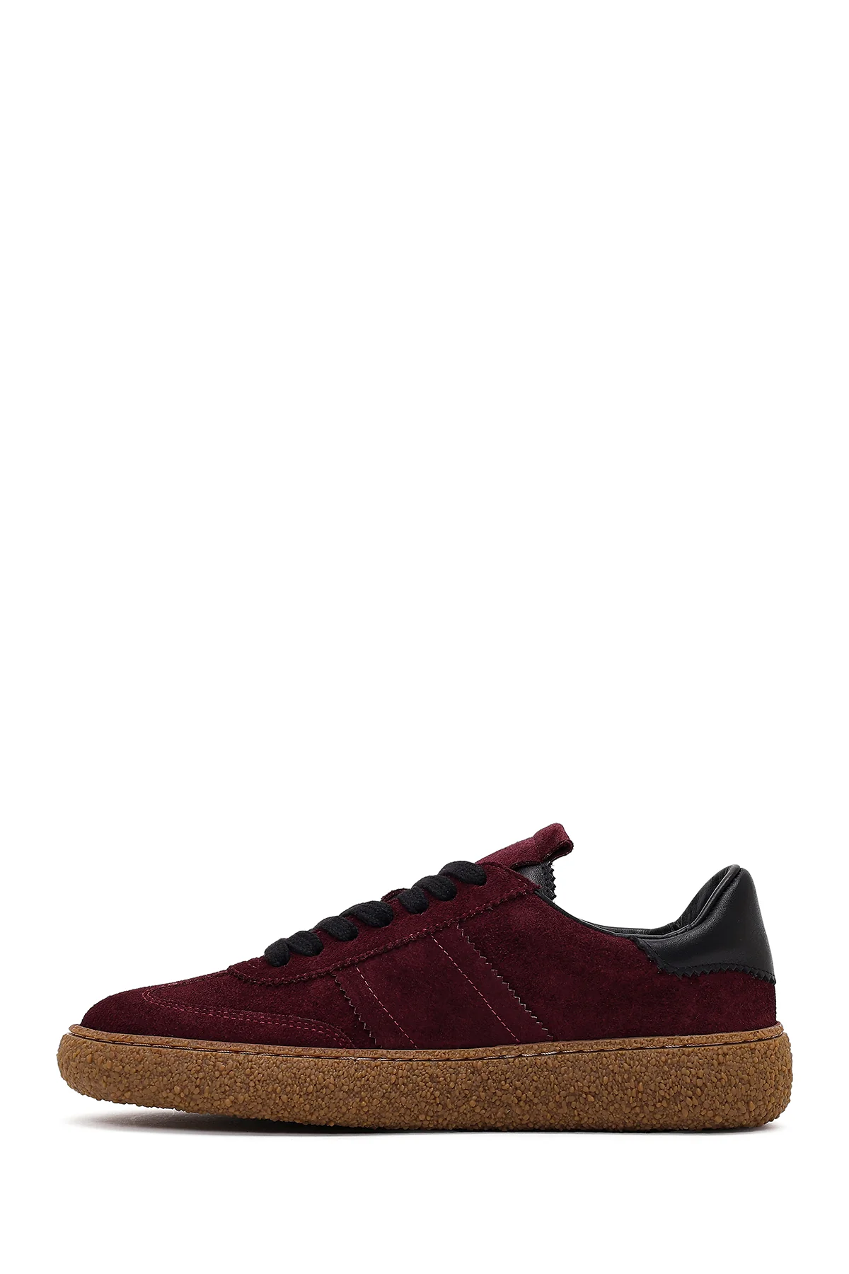Kadın Bordo Süet Deri Sneaker - Image 3