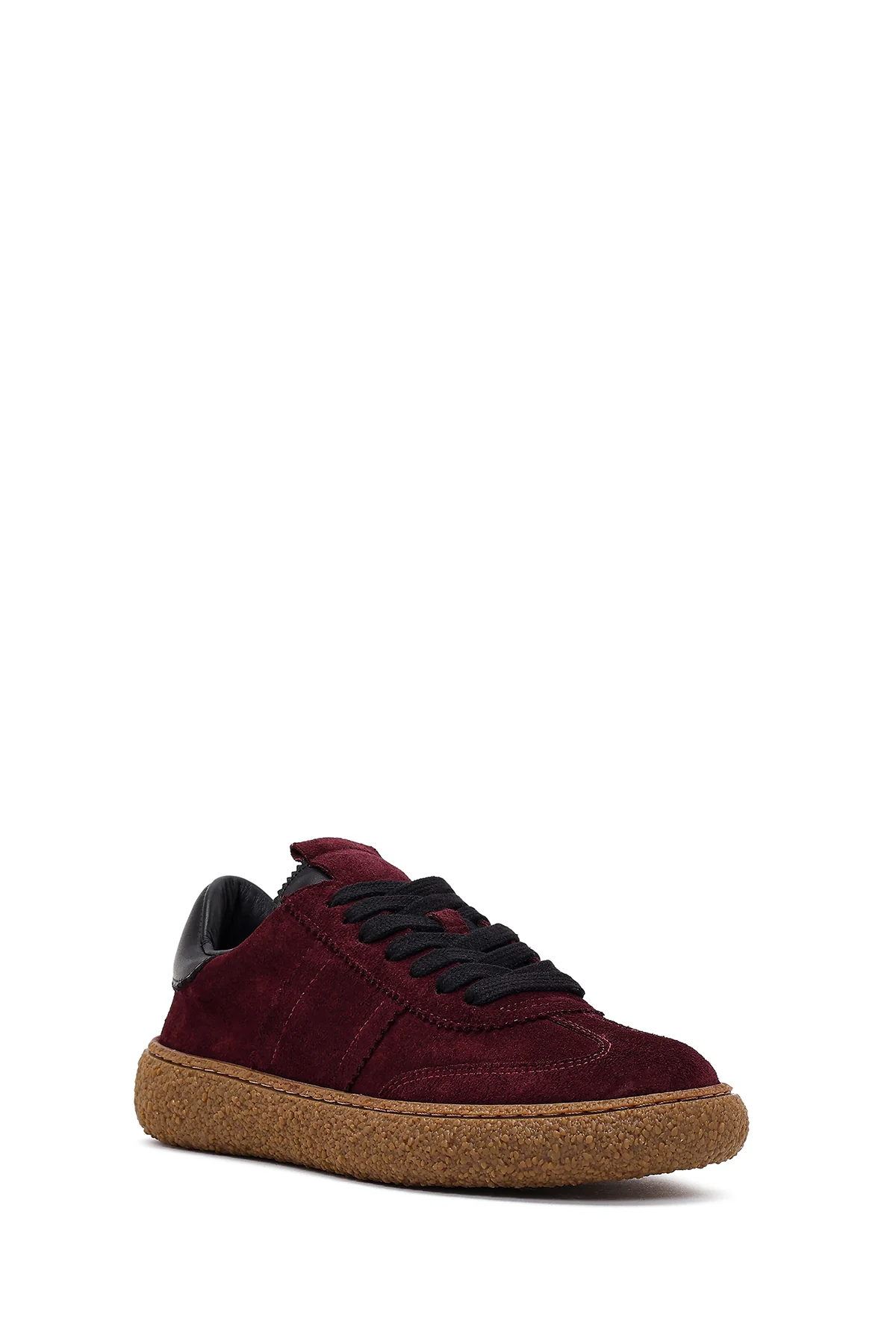 Kadın Bordo Süet Deri Sneaker - Image 7