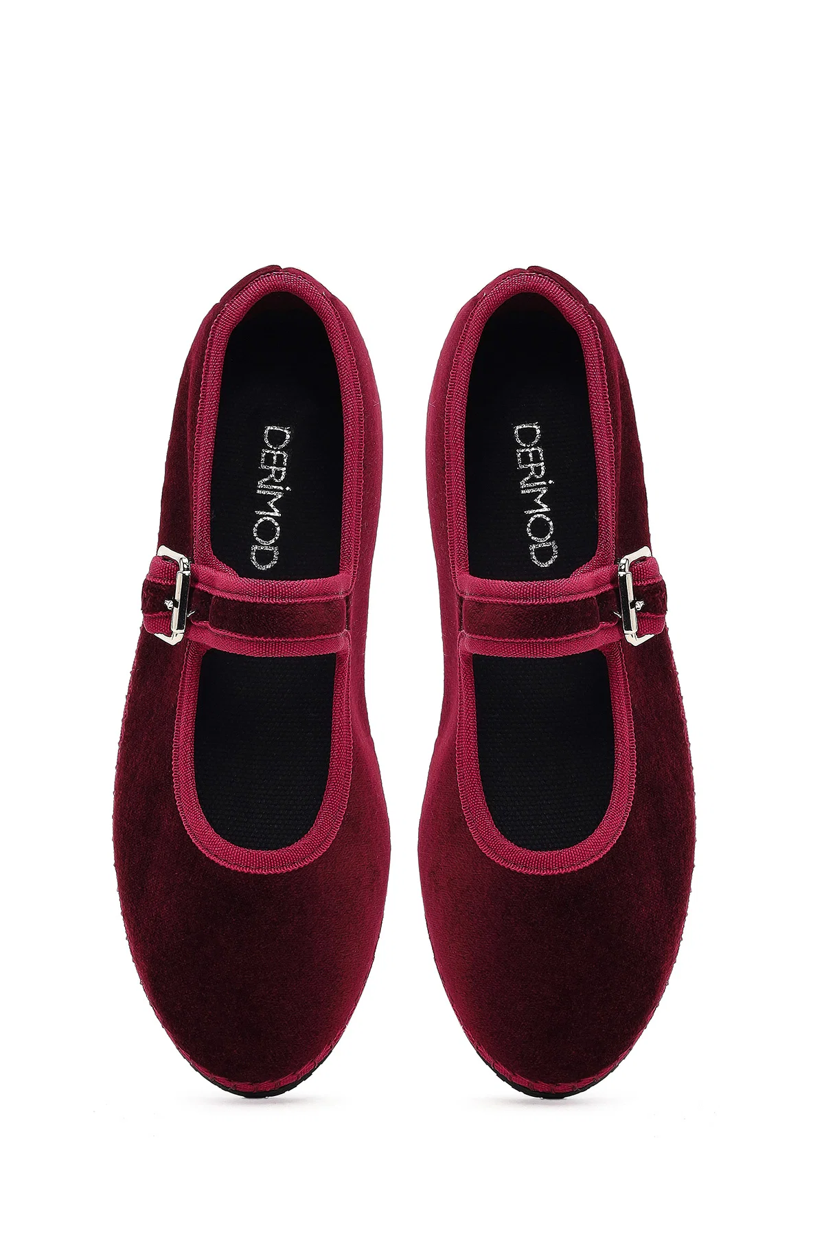 Kadın Bordo Tokalı Kumaş Babet - Image 7