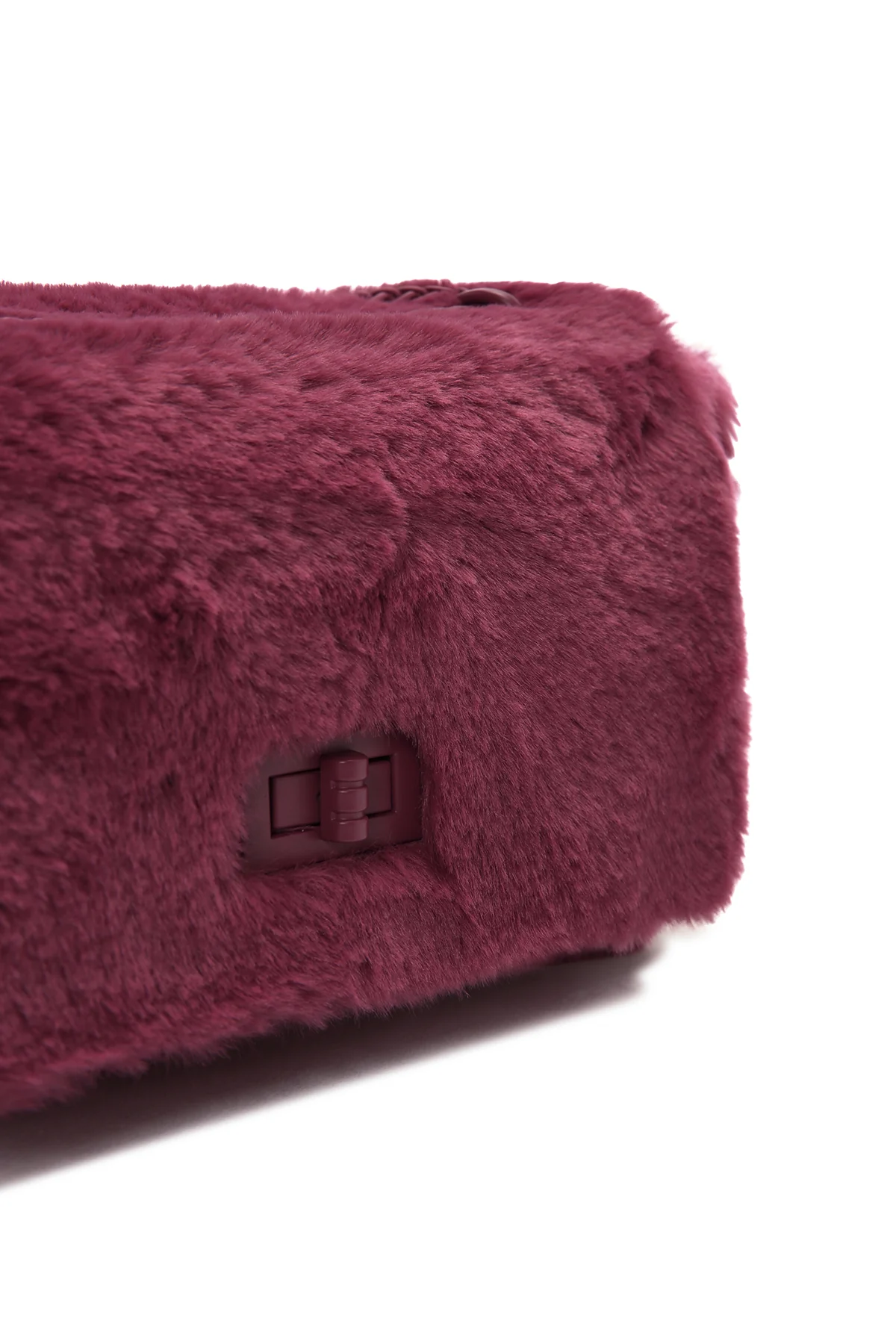 Kadın Bordo Uzun Askılı Peluş Çapraz Çanta - Image 10