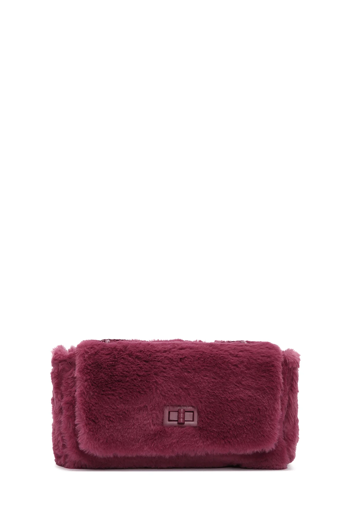 Kadın Bordo Uzun Askılı Peluş Çapraz Çanta - Image 3