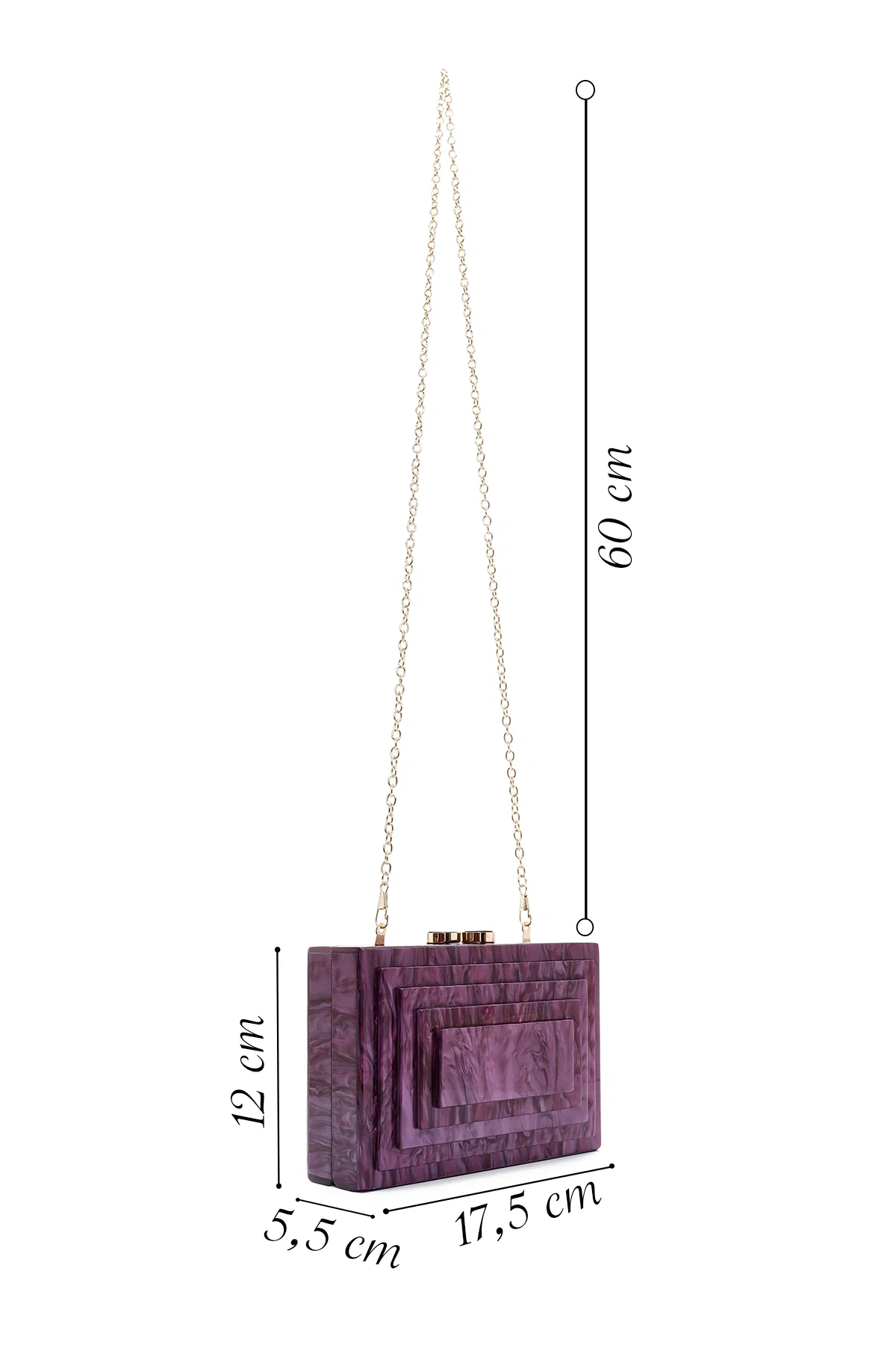 Kadın Bordo Uzun Zincir Askılı Mini Kutu Portföy Çanta - Image 2