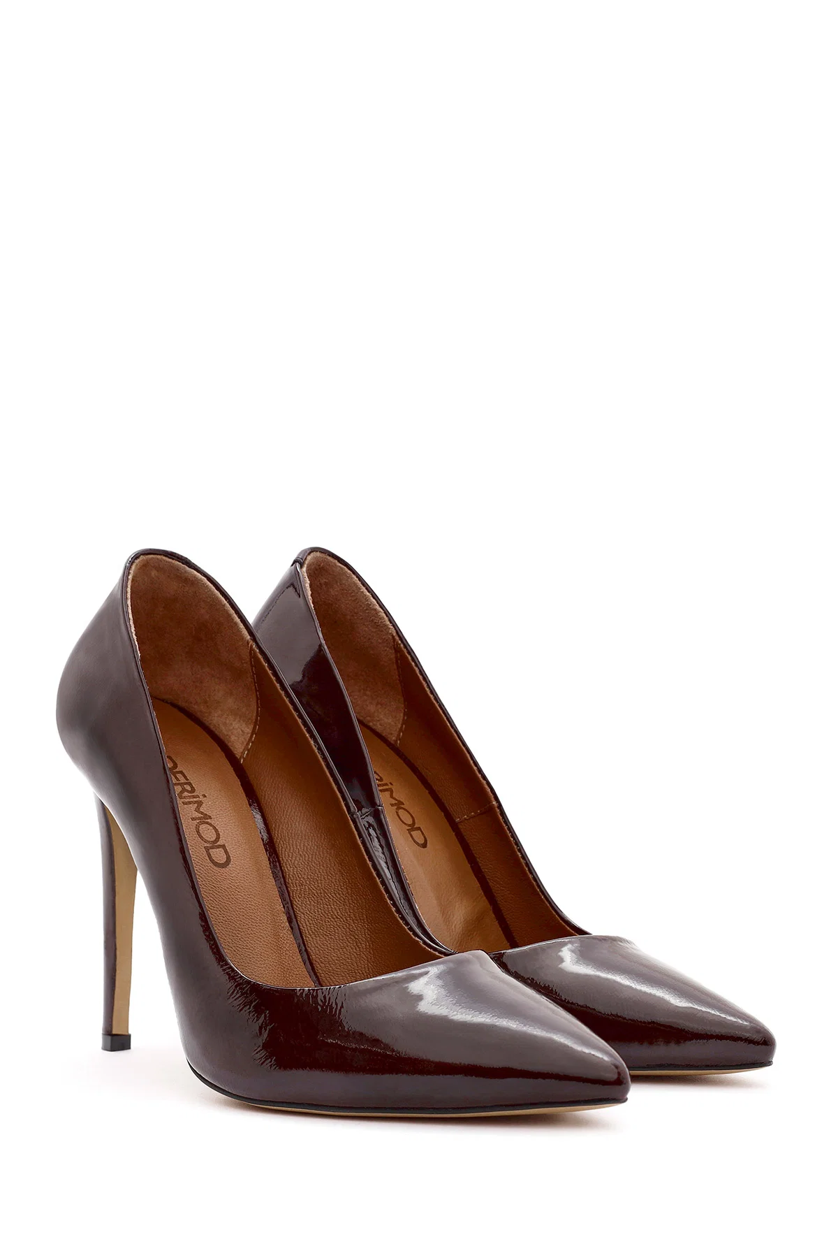 Kadın Bordo Yüksek İnce Topuklu Rugan Deri Stiletto - Image 3