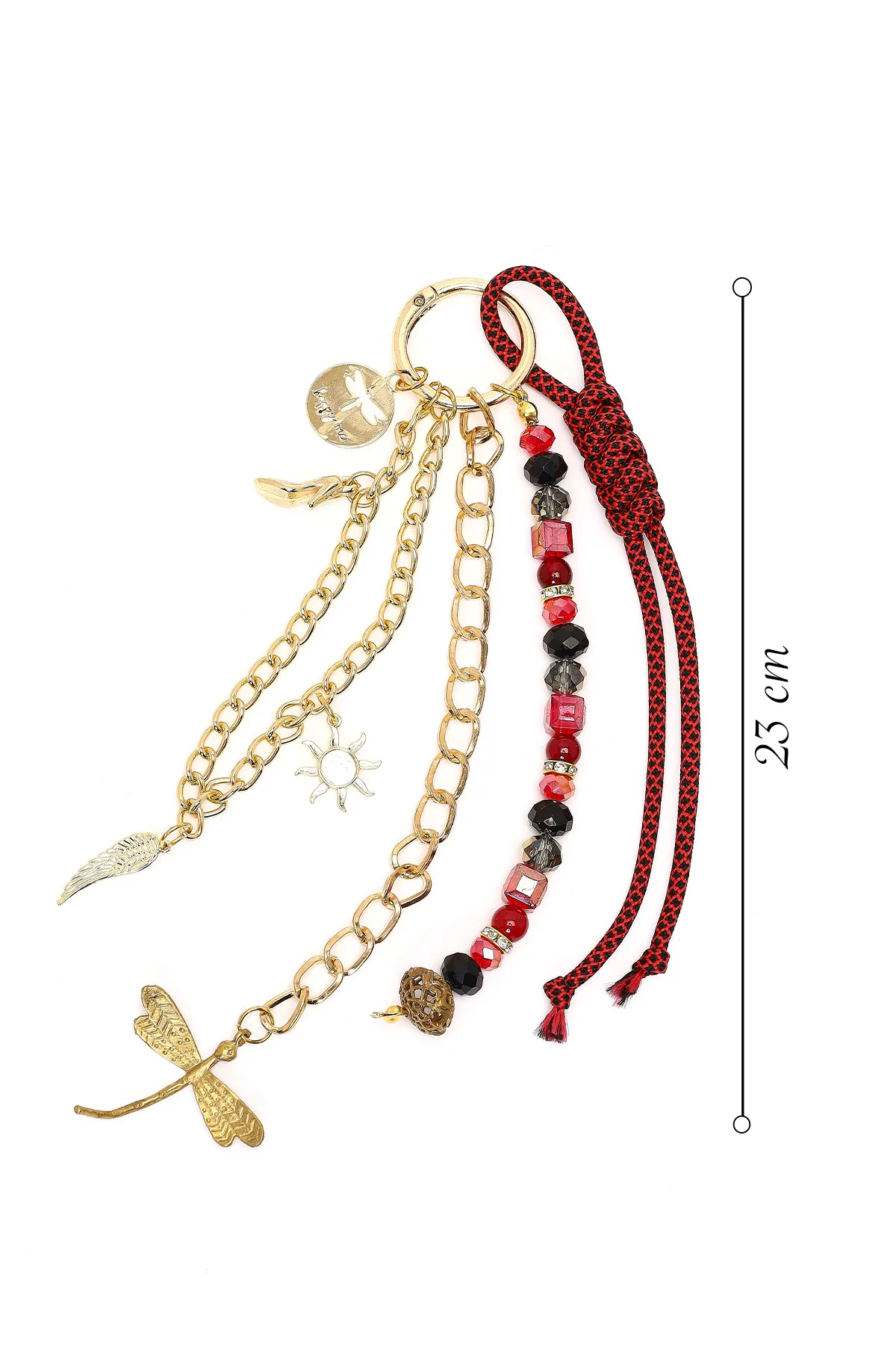 Kadın Bordo Zincir Detaylı Boncuklu Metal Charm - Image 2