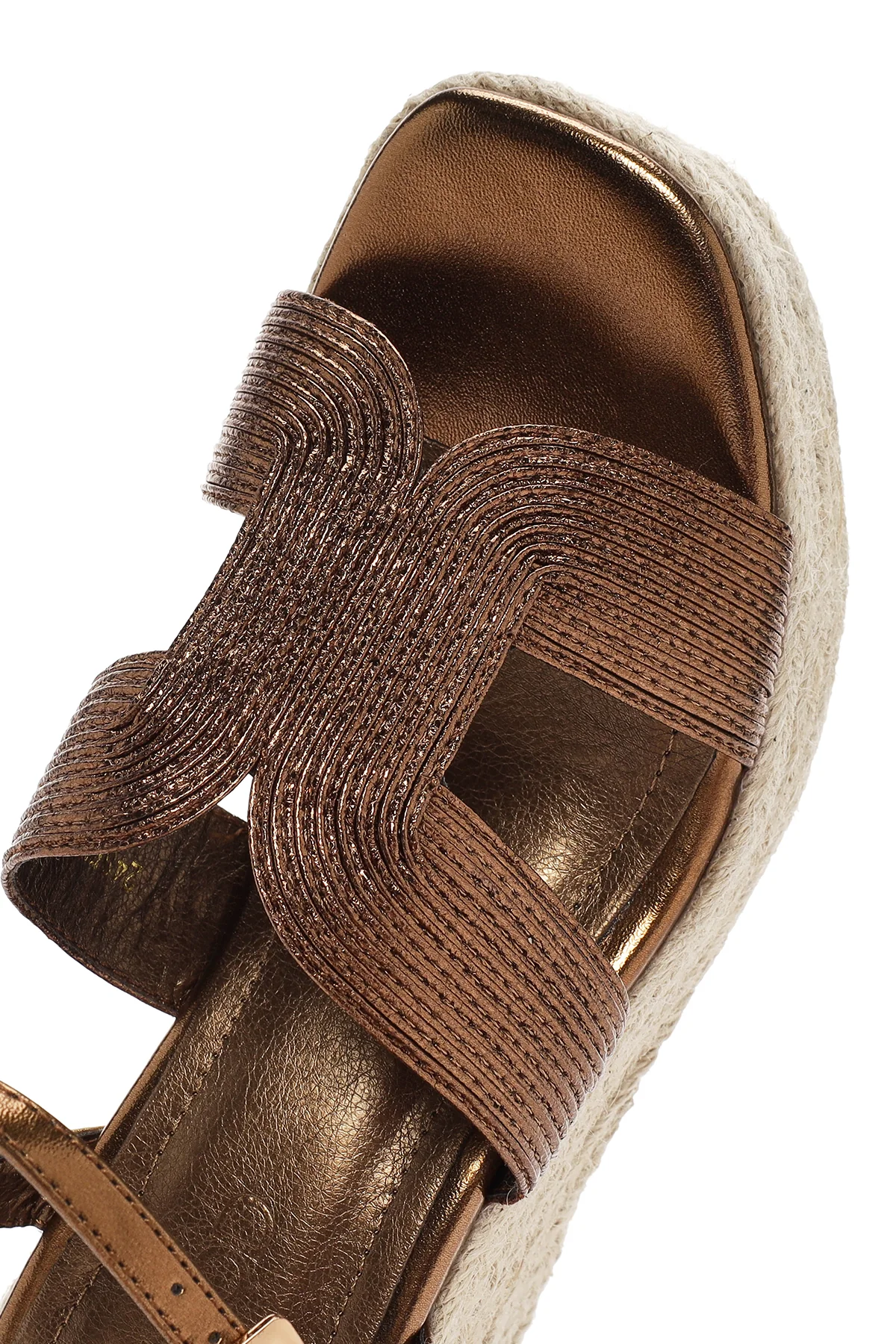 Kadın Bronz Bilekten Bantlı Dolgu Topuklu Espadril - Image 11