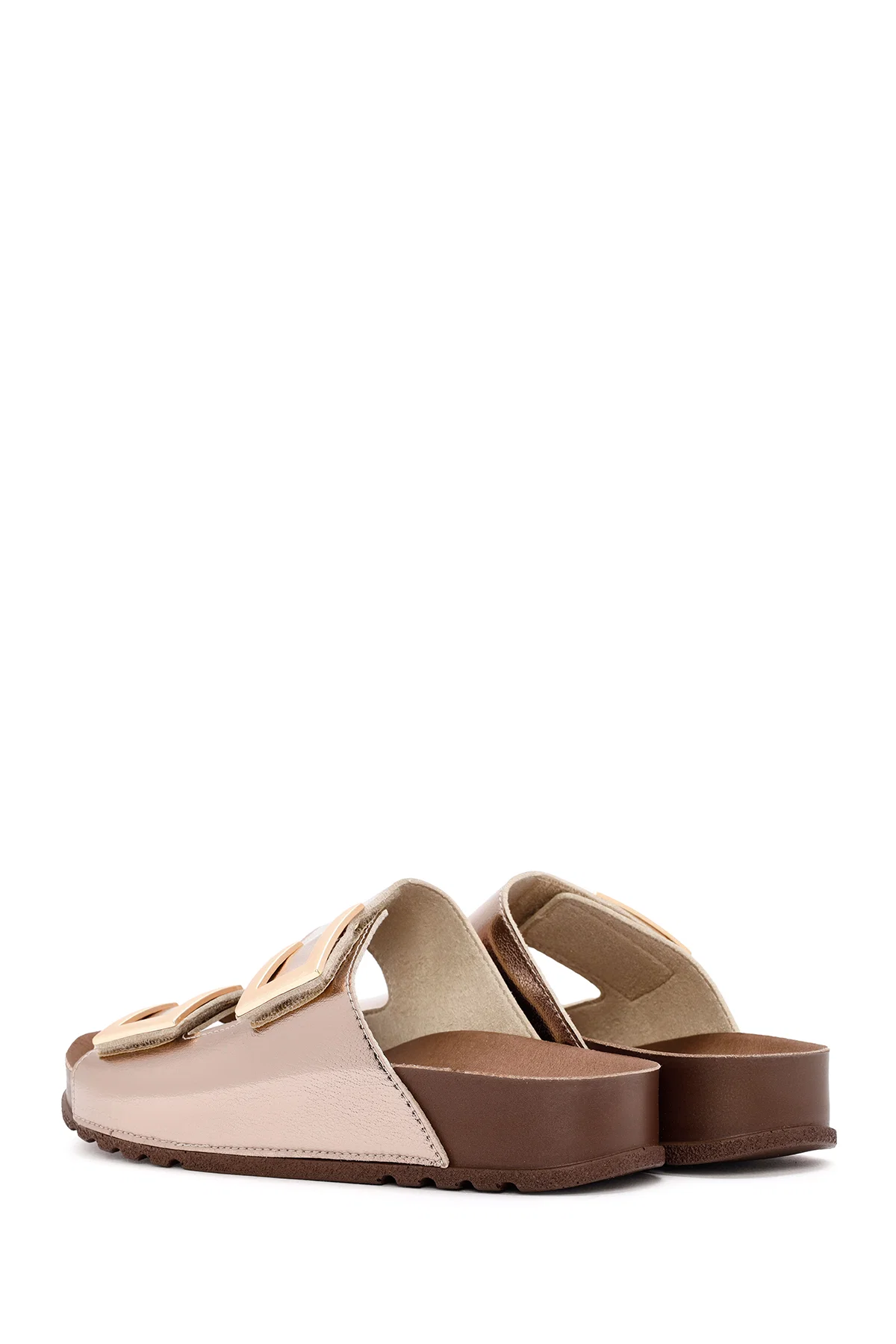 Kadın Bronz Çift Tokalı Comfort Terlik - Image 6