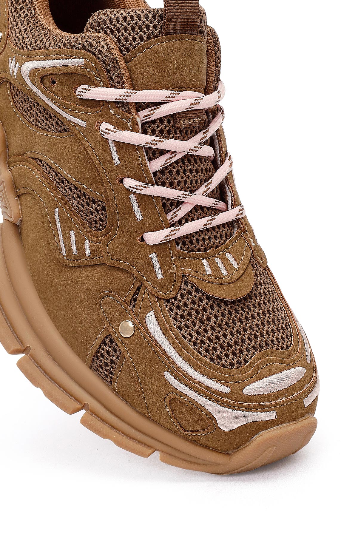 Kadın Camel Bağcıklı Kalın Tabanlı Sneaker - Image 14