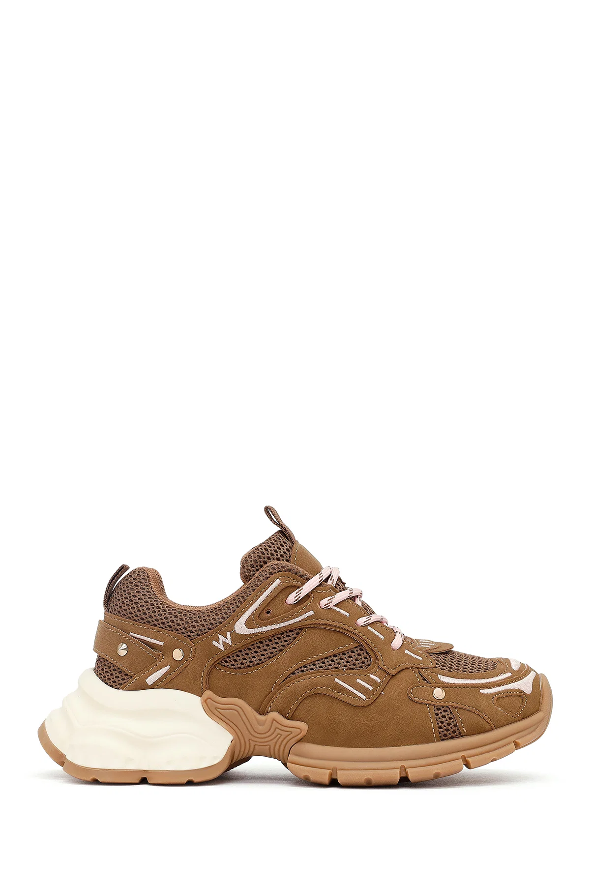 Kadın Camel Bağcıklı Kalın Tabanlı Sneaker - Image 2