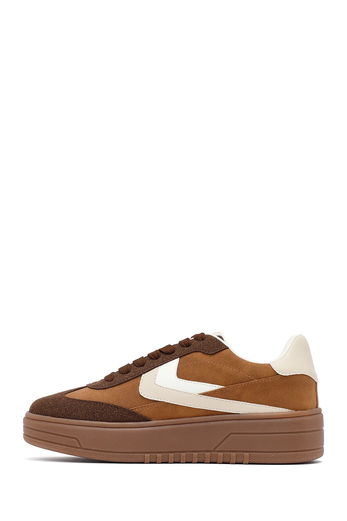 Kadın Camel Bağcıklı Kalın Tabanlı Sneaker - Image 2