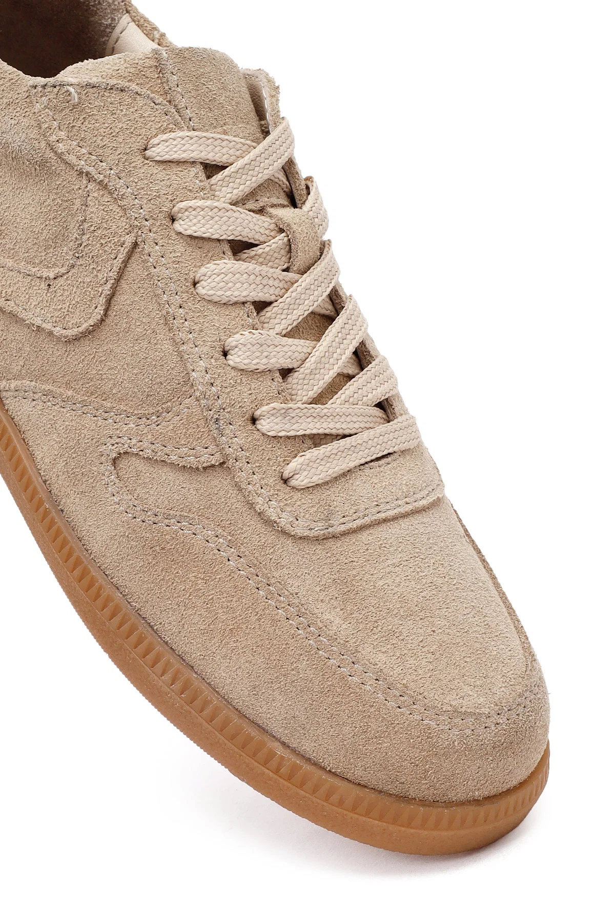 Kadın Camel Bağcıklı Süet Deri Sneaker - Image 9