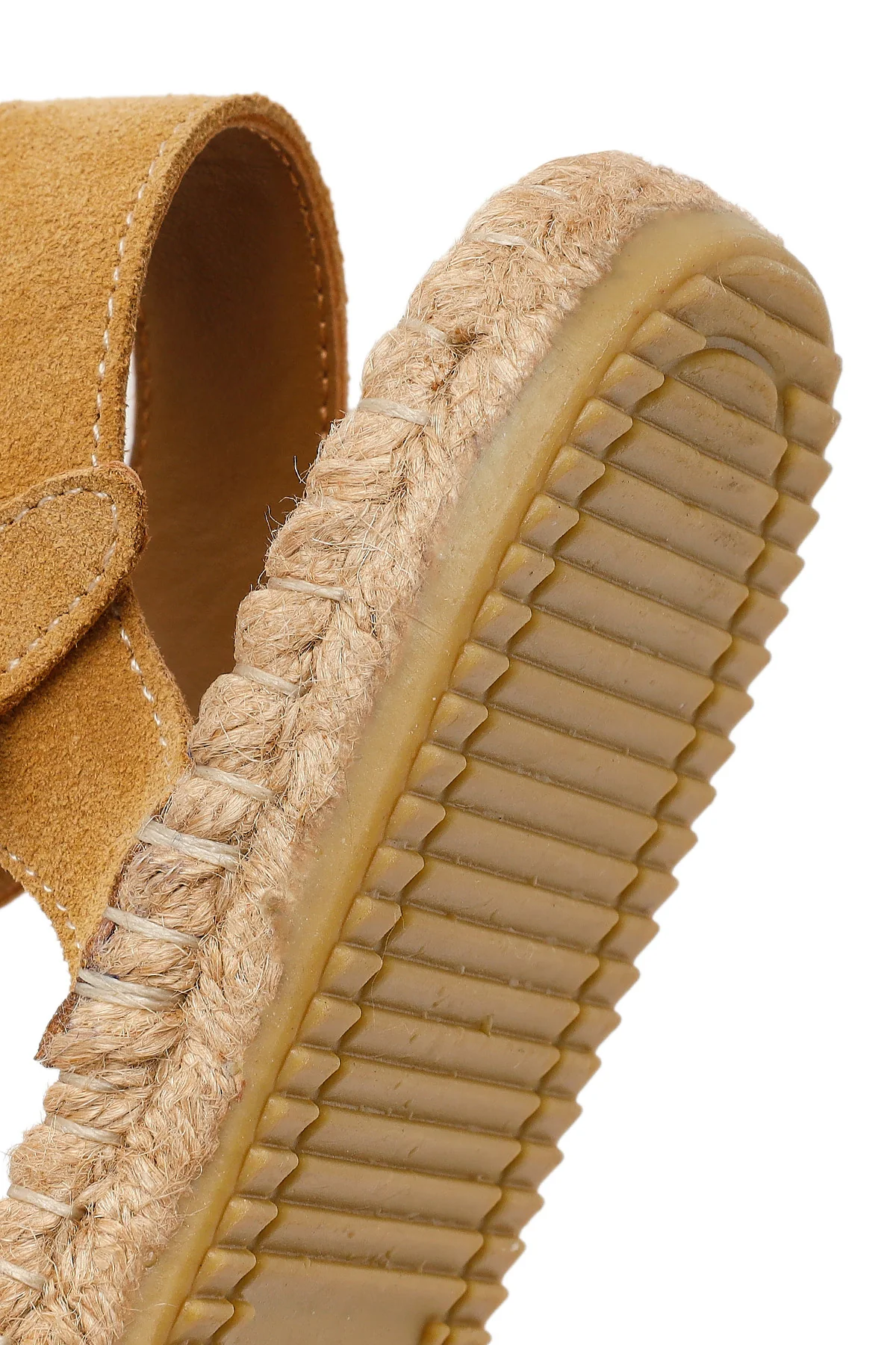Kadın Camel Bilekten Tokalı Süet Deri Espadril Sandalet - Image 8