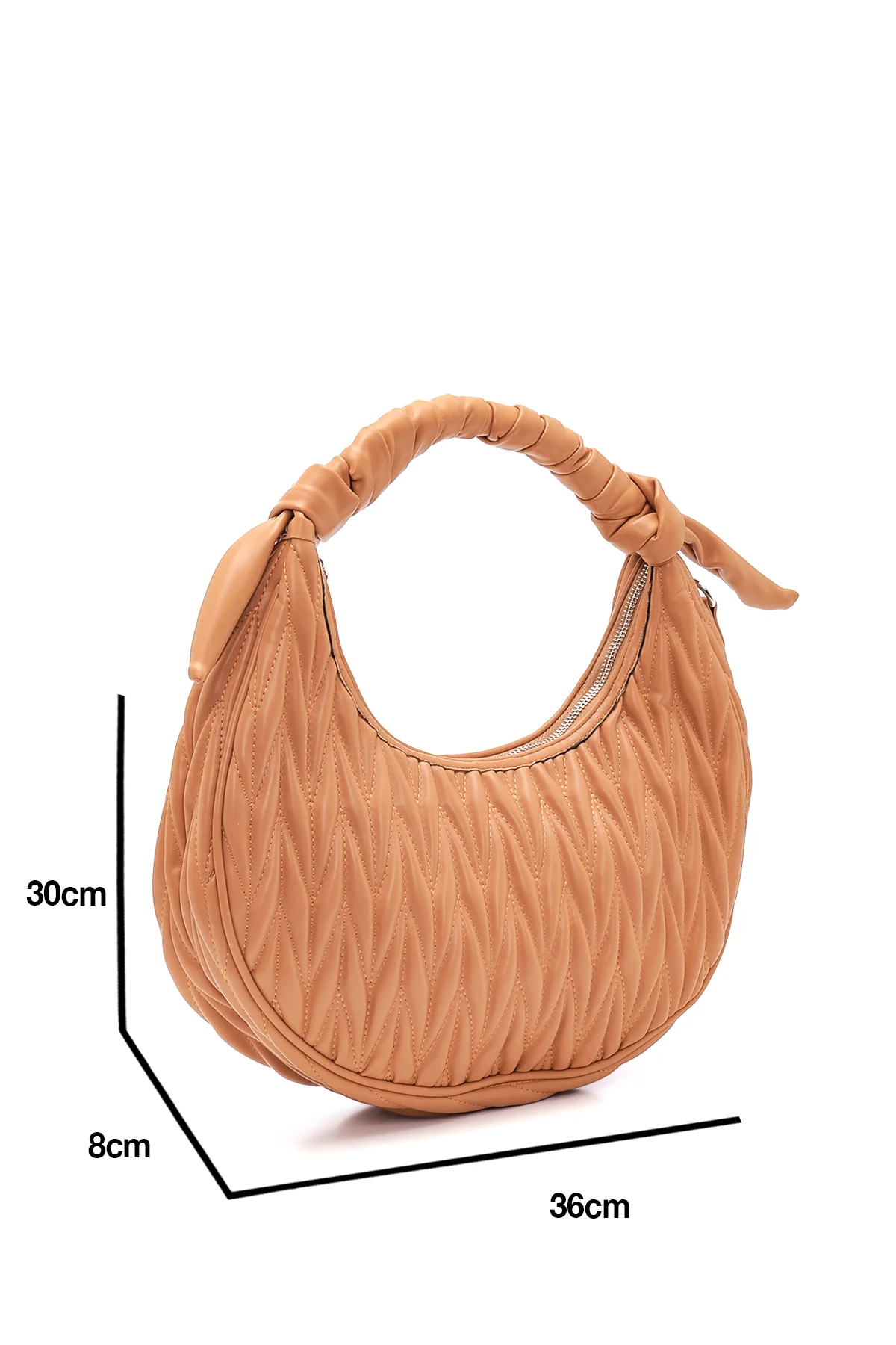Kadın Camel Kapitone Omuz Çantası - Image 2