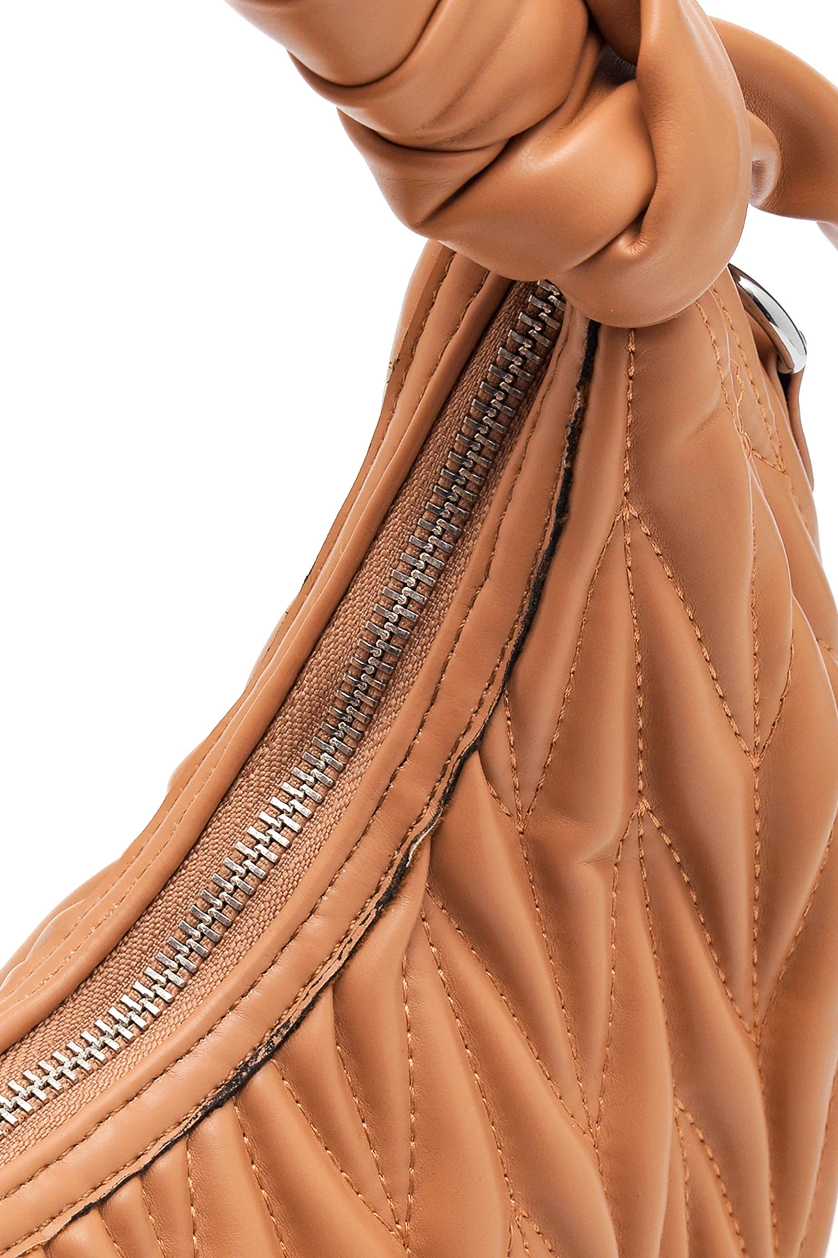 Kadın Camel Kapitone Omuz Çantası - Image 5