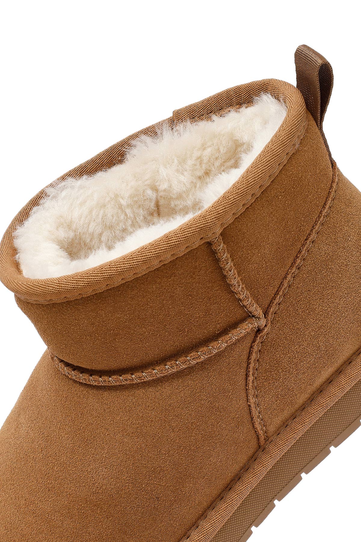 Kadın Camel Kürklü Süet Deri Teddy Bot - Image 12