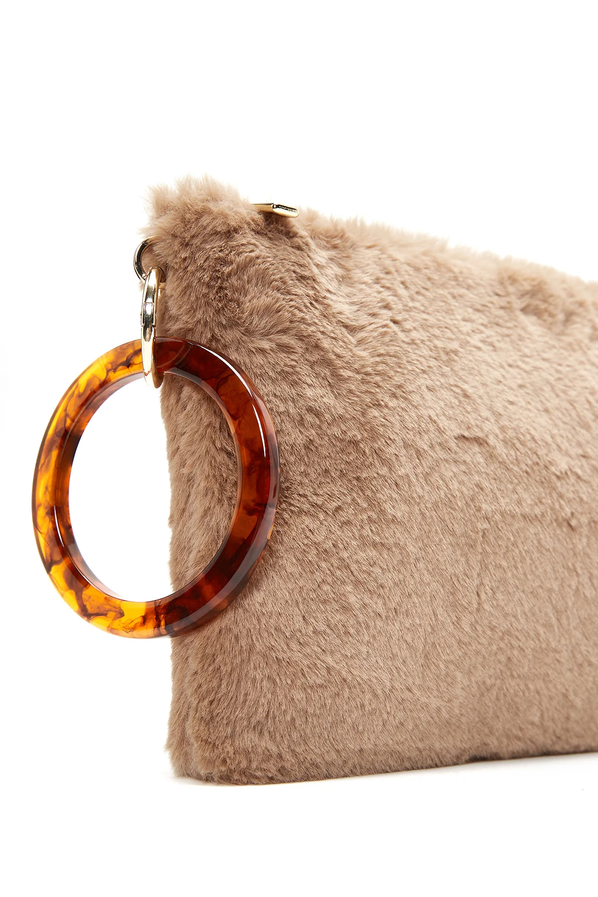 Kadın Camel Peluş Portföy Çanta - Image 7