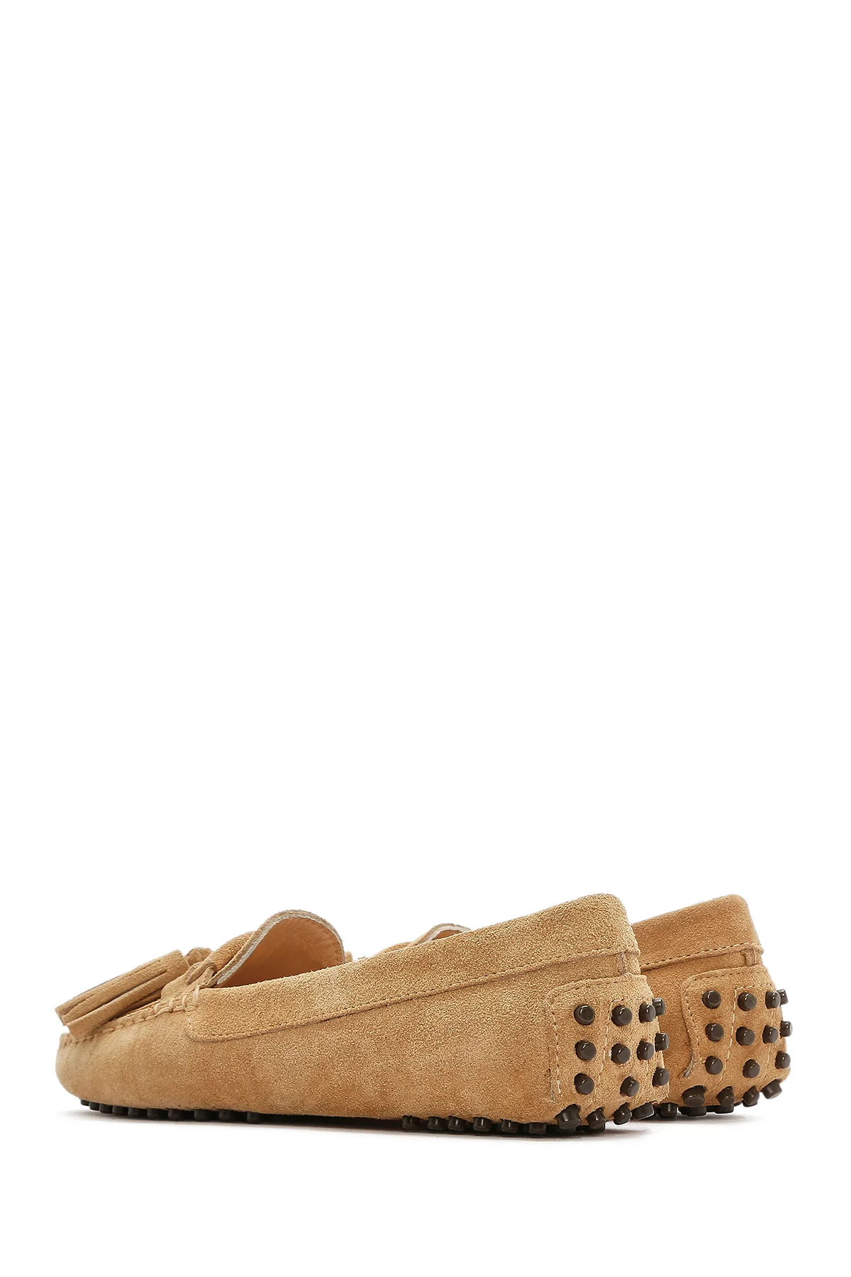 Kadın Camel Püsküllü Süet Deri Loafer - Image 6