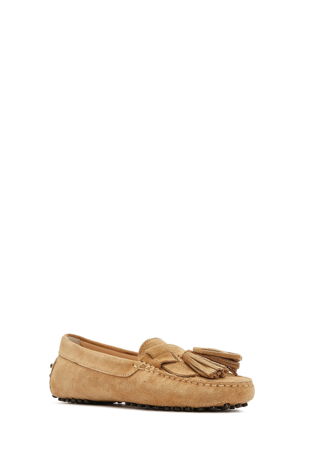 Kadın Camel Püsküllü Süet Deri Loafer - Image 7