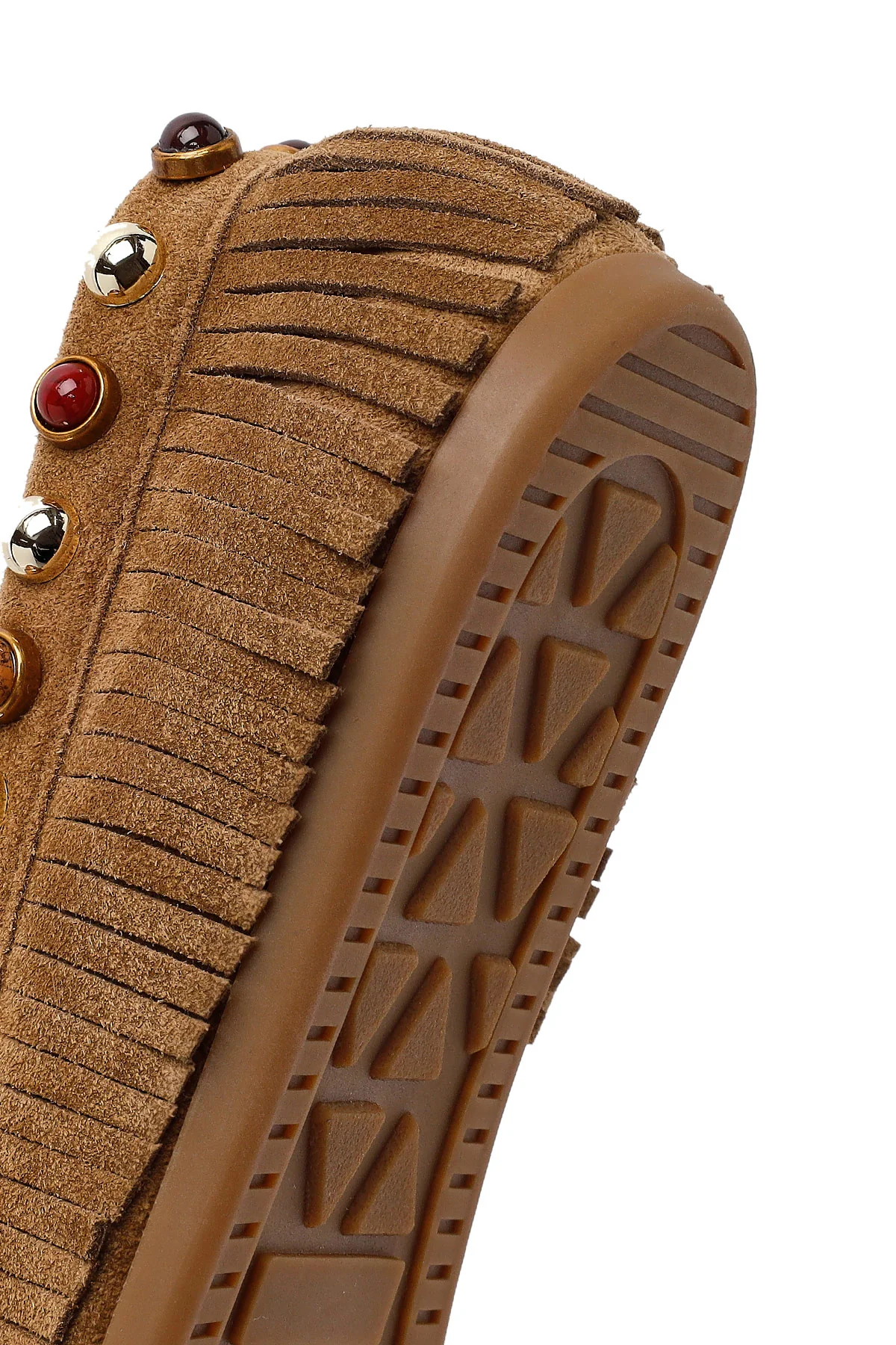 Kadın Camel Püsküllü Süet Deri Loafer - Image 8