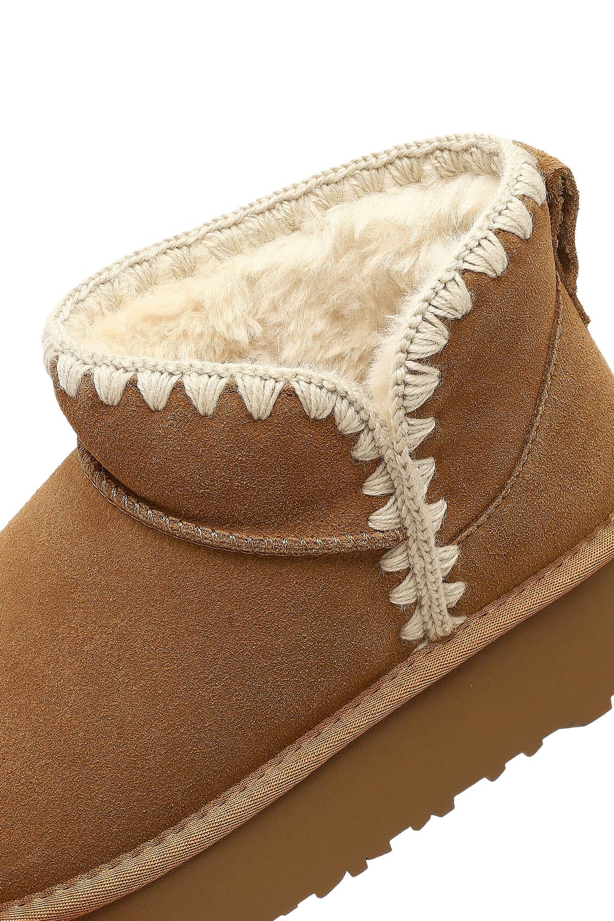 Kadın Camel Süet Deri Teddy Bot - Image 11
