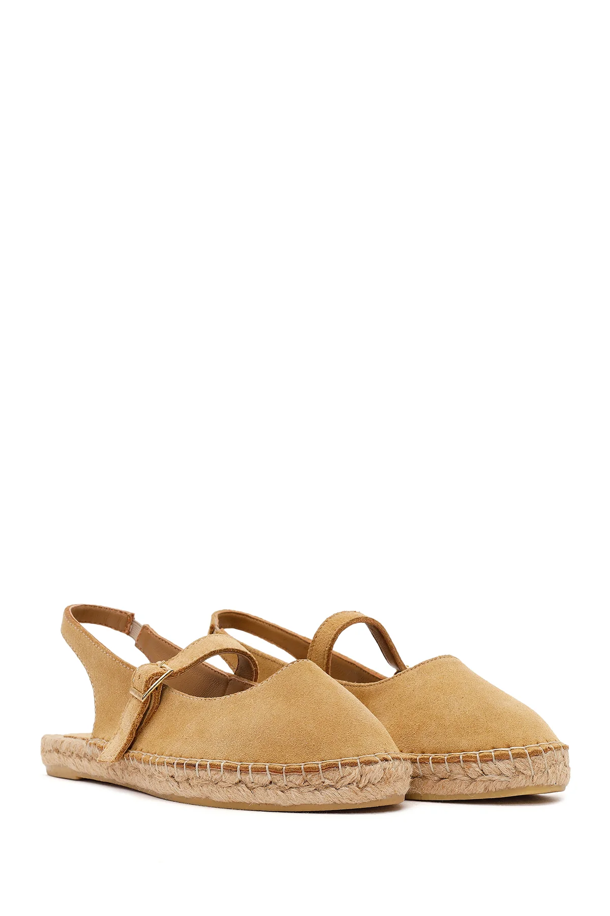 Kadın Camel Tokalı Süet Deri Espadril - Image 2