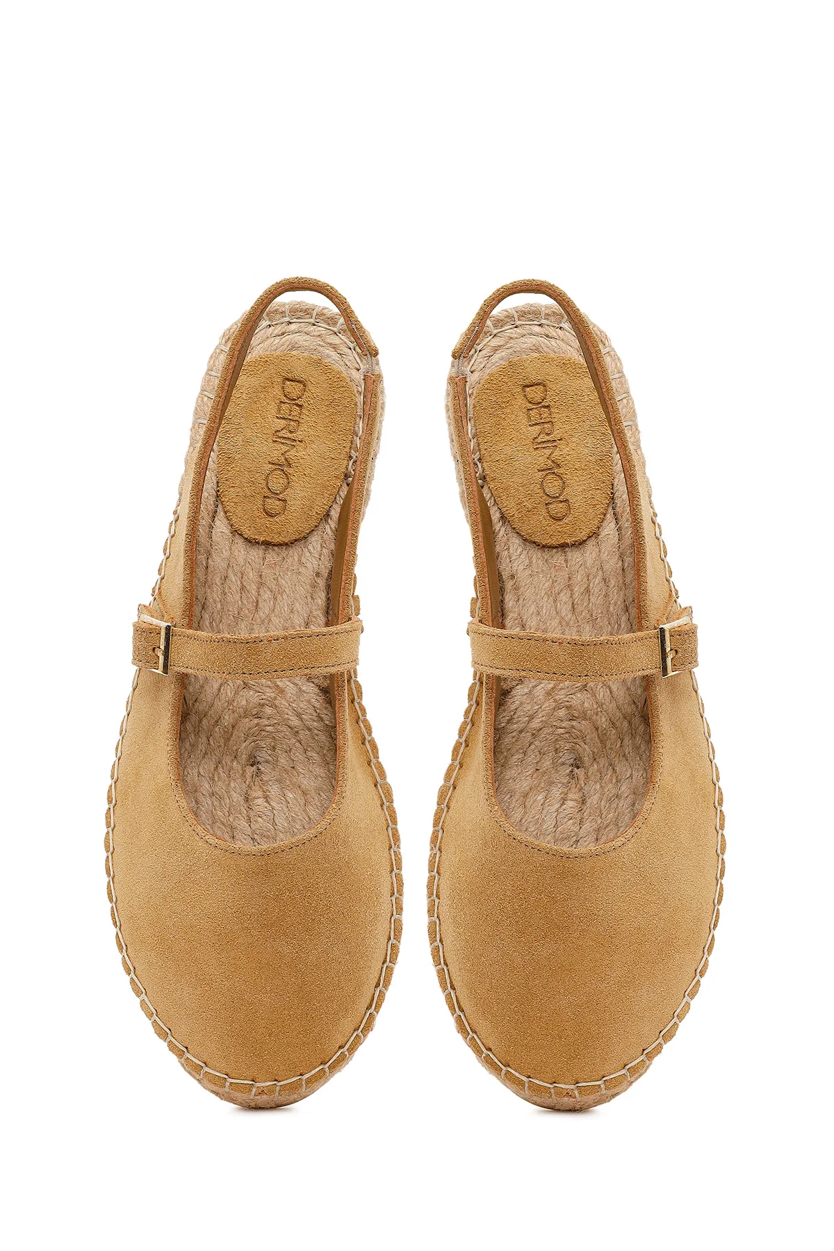 Kadın Camel Tokalı Süet Deri Espadril - Image 4