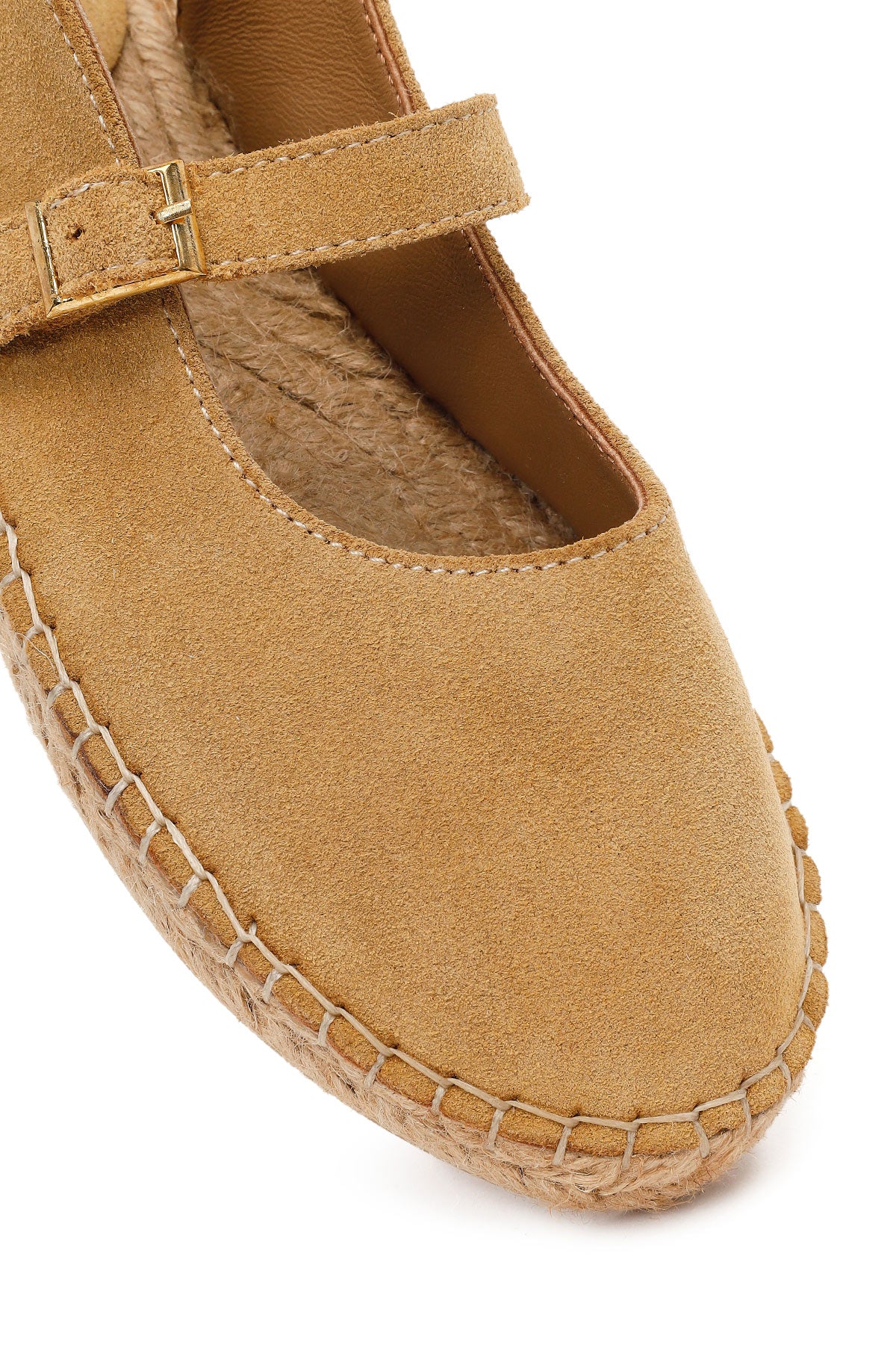Kadın Camel Tokalı Süet Deri Espadril - Image 9