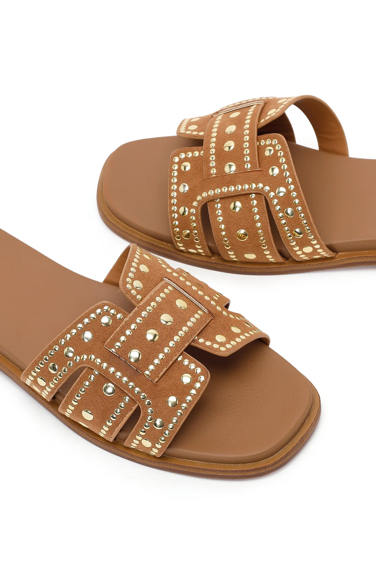 Kadın Camel Zımbalı Süet Terlik - Image 10