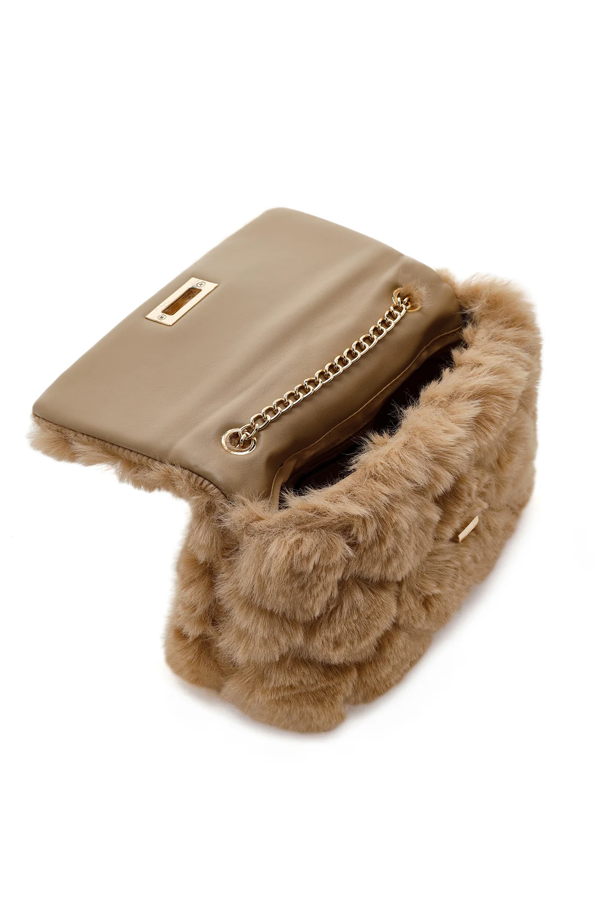 Kadın Camel Zincir Askılı Peluş Çapraz Çanta - Image 7