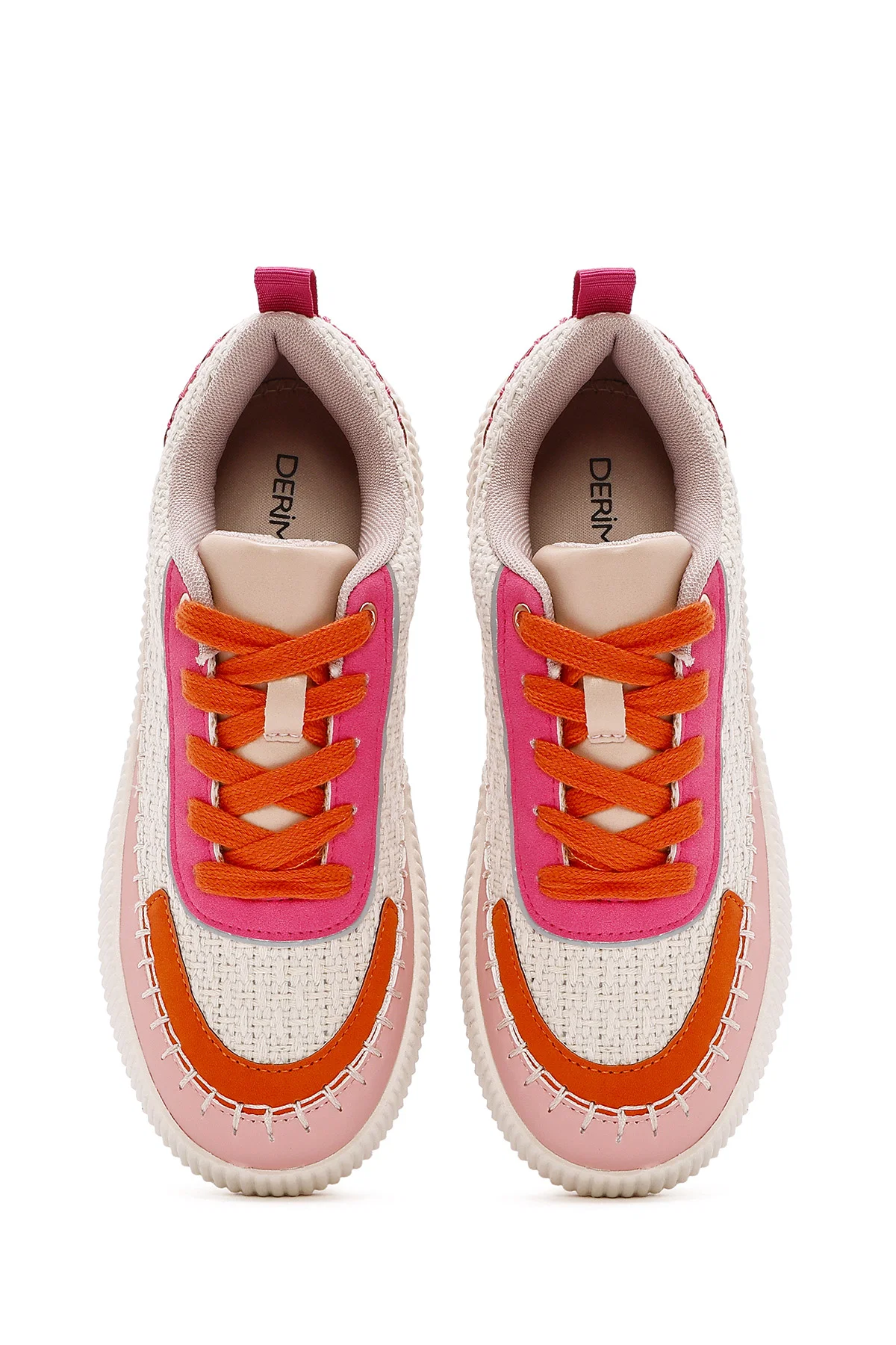 Kadın Çok Renkli Bağcıklı Kalın Tabanlı Örgülü Sneaker - Image 8