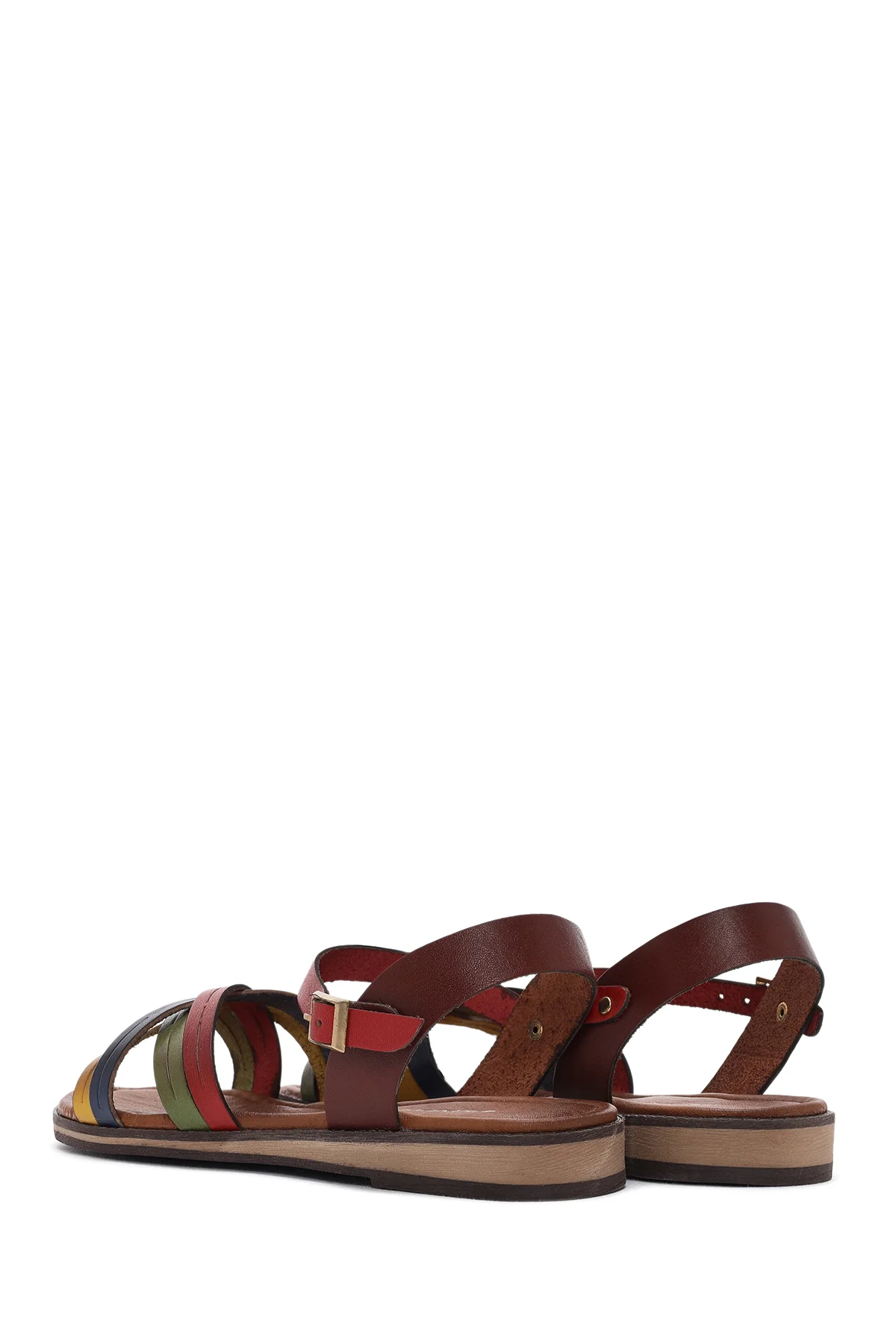 Kadın Çok Renkli Tokalı Deri Bodrum Sandalet - Image 6