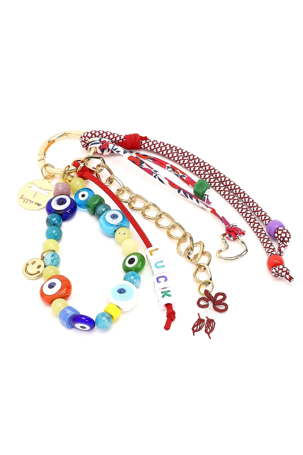 Kadın Çok Renkli Zincir Detaylı Boncuklu Metal Charm - Image 3