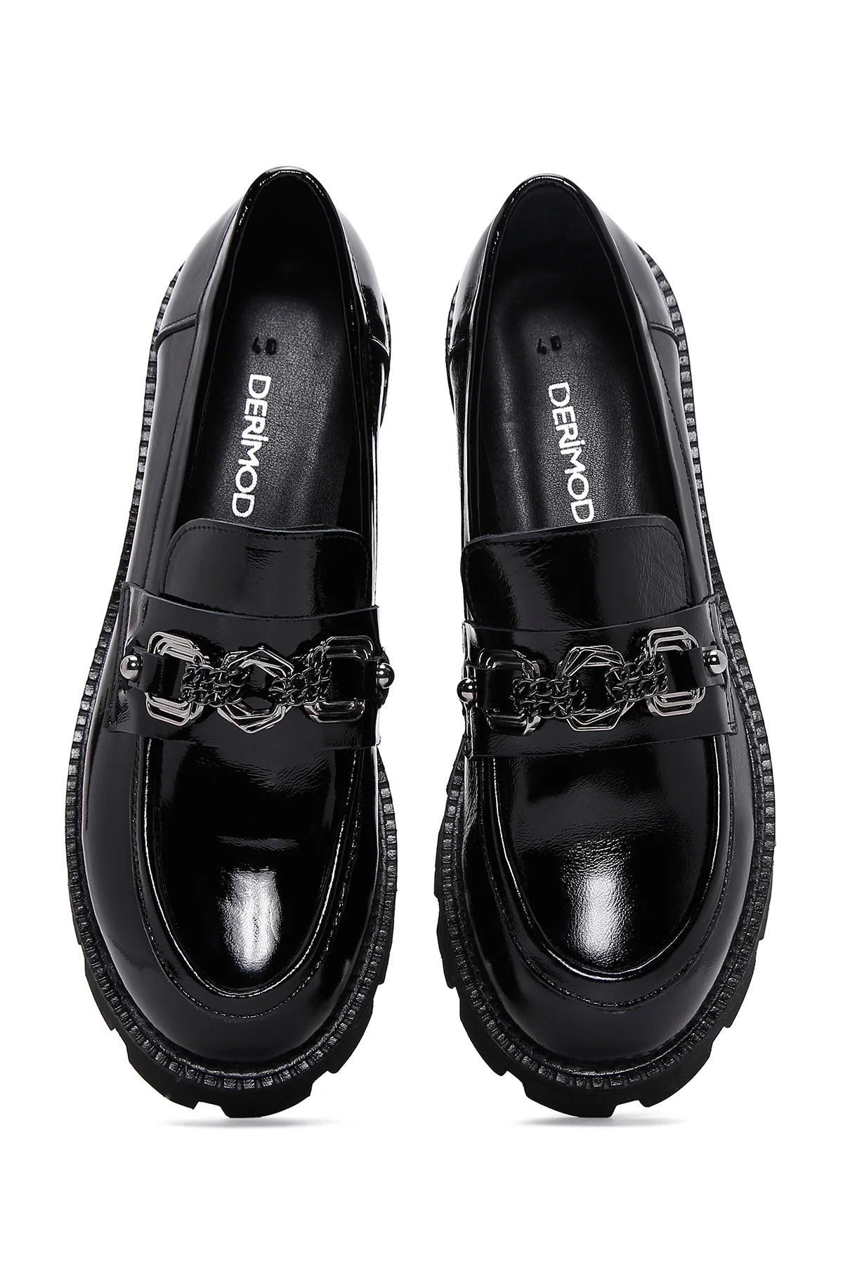 Kadın Deri Rugan Maskülen Loafer - Image 6