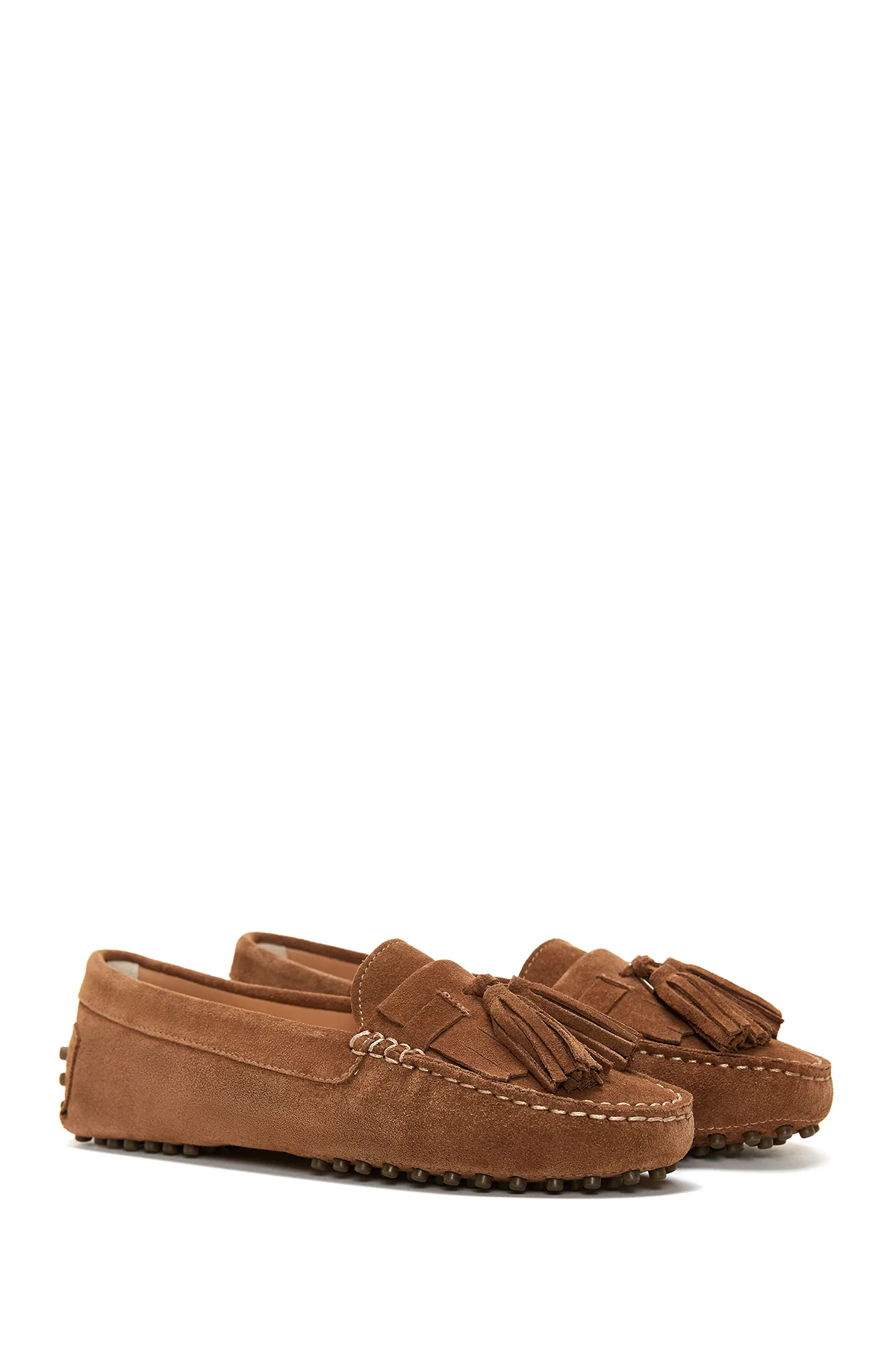 Kadın Deri Süet Püsküllü Loafer - Image 3