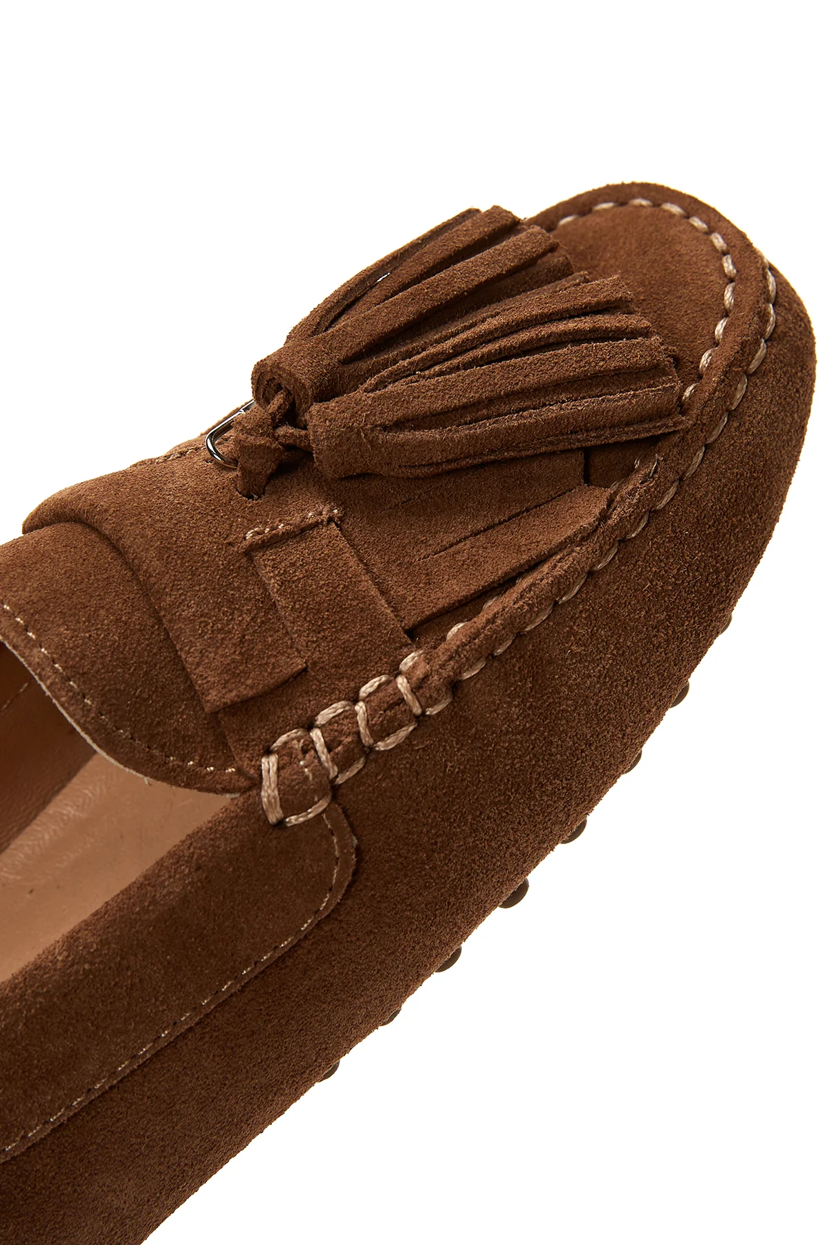 Kadın Deri Süet Püsküllü Loafer - Image 7