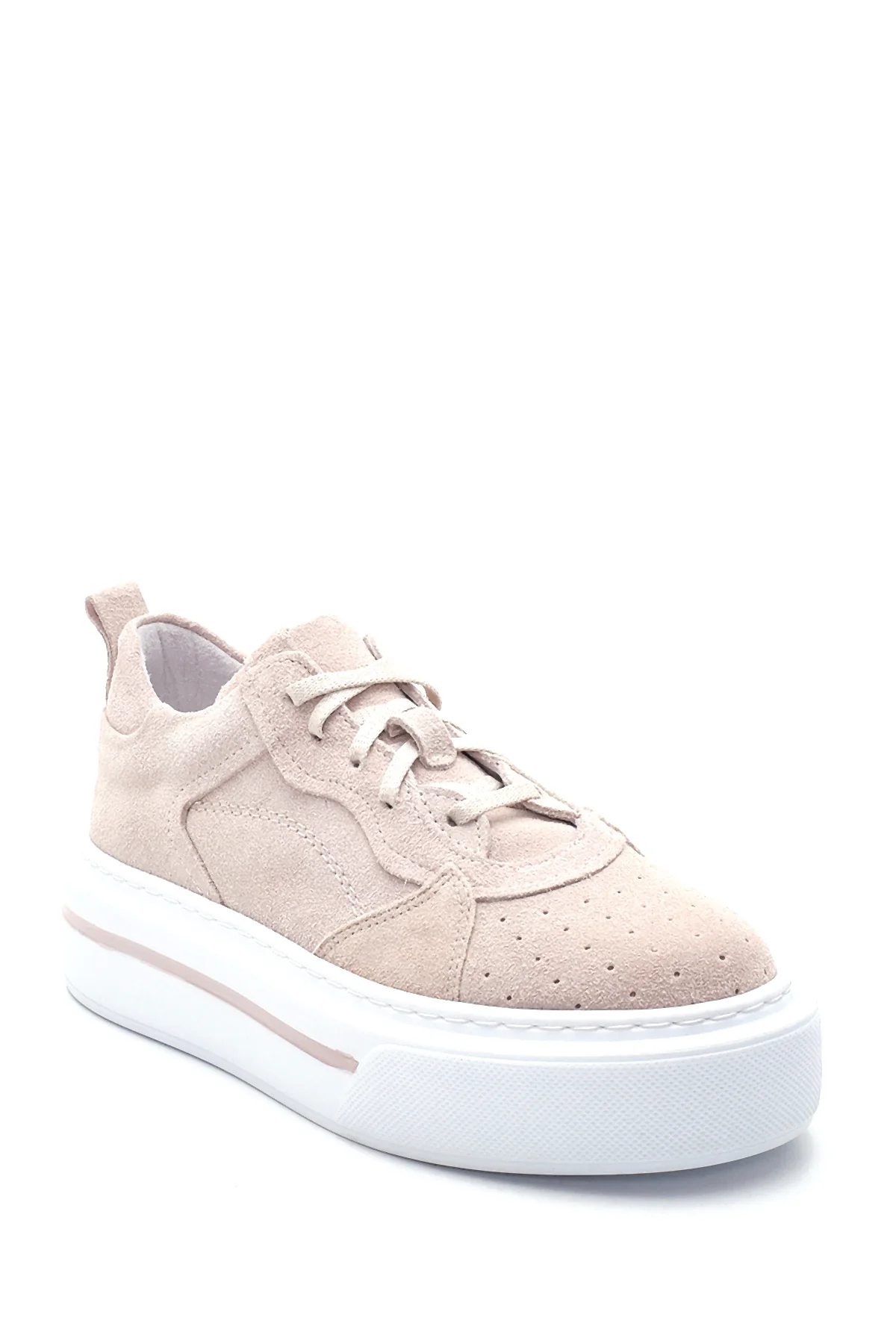 Kadın Deri Süet Yüksek Taban Sneaker - Image 3