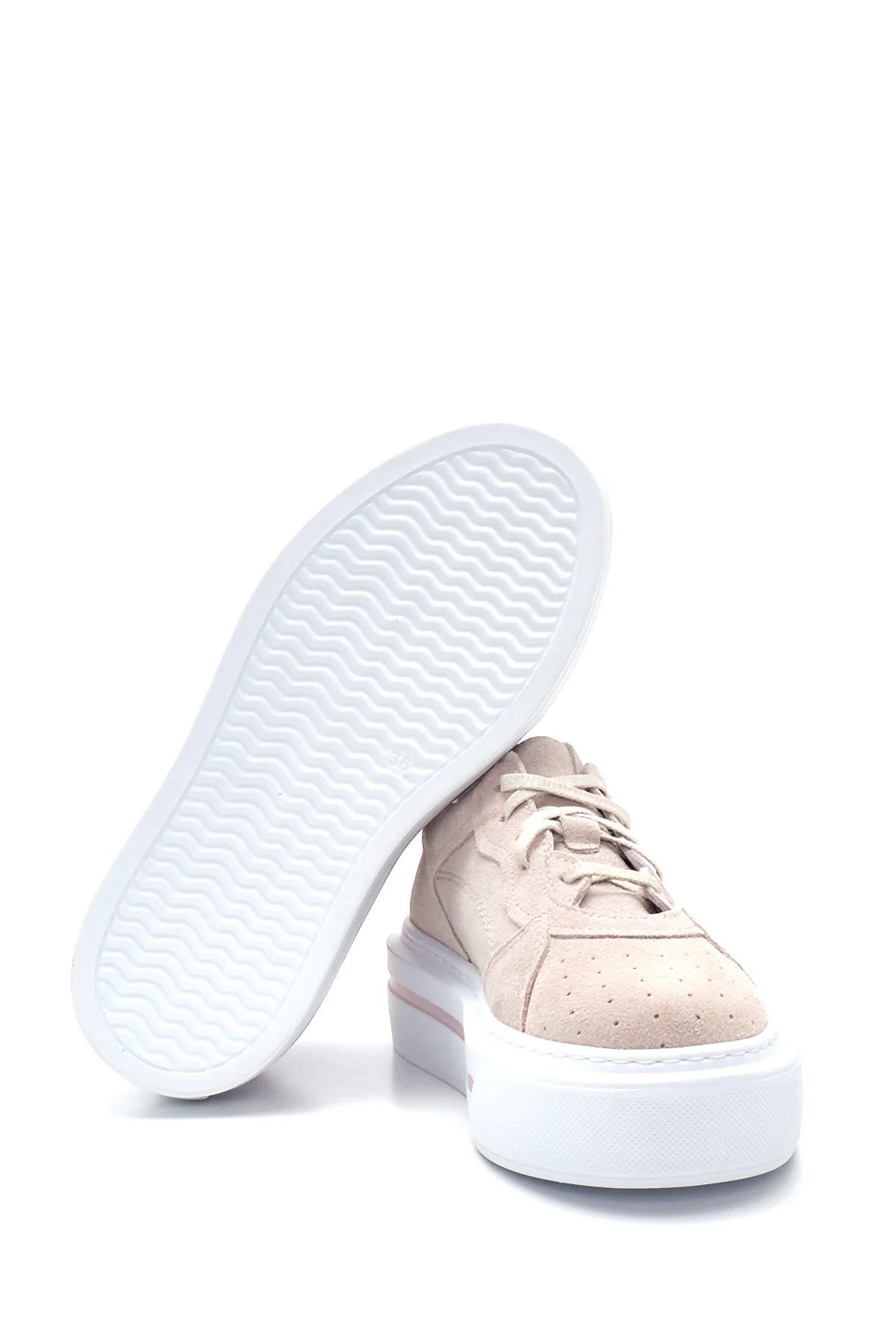 Kadın Deri Süet Yüksek Taban Sneaker - Image 4