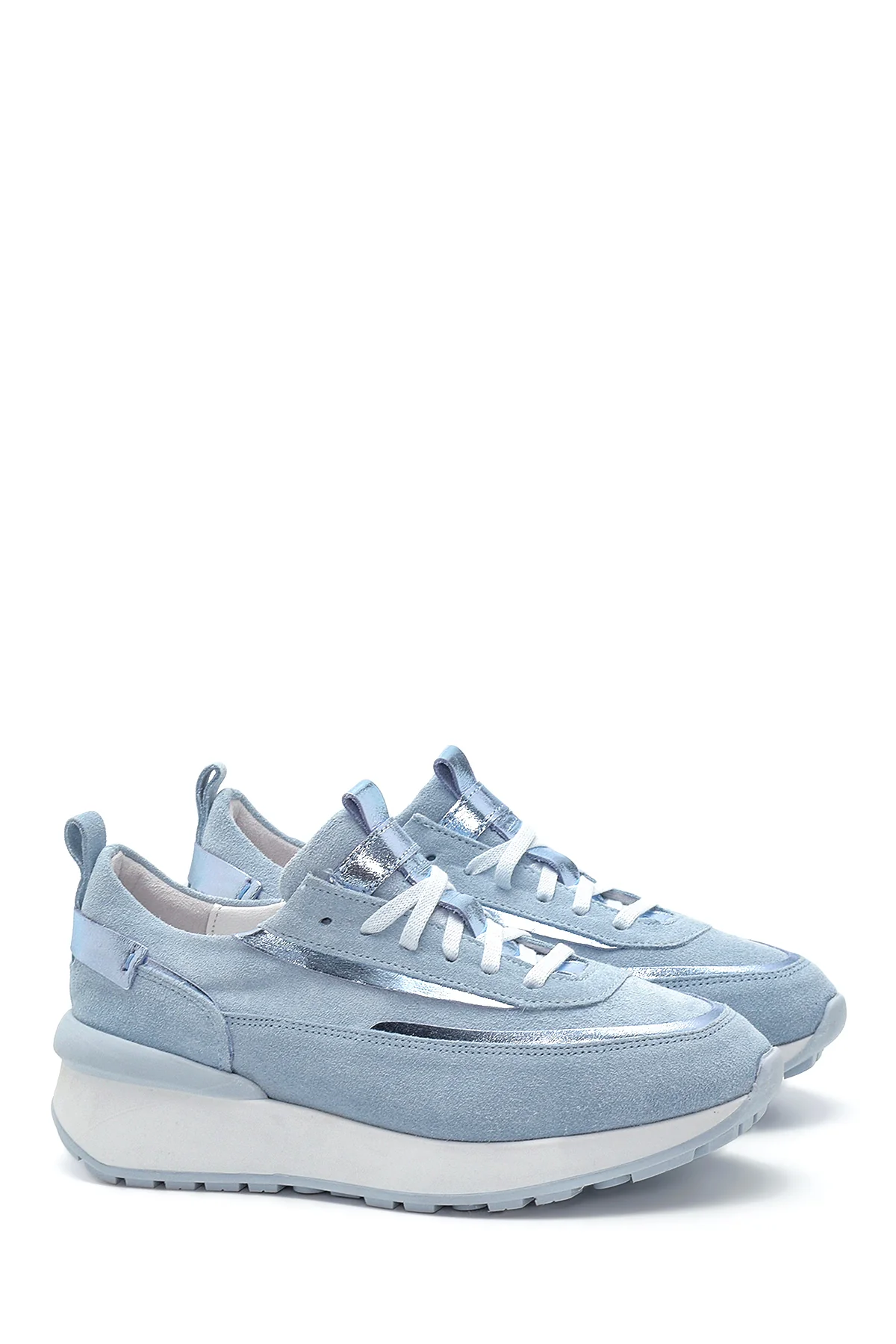 Kadın Deri Süet Yüksek Taban Sneaker - Image 3