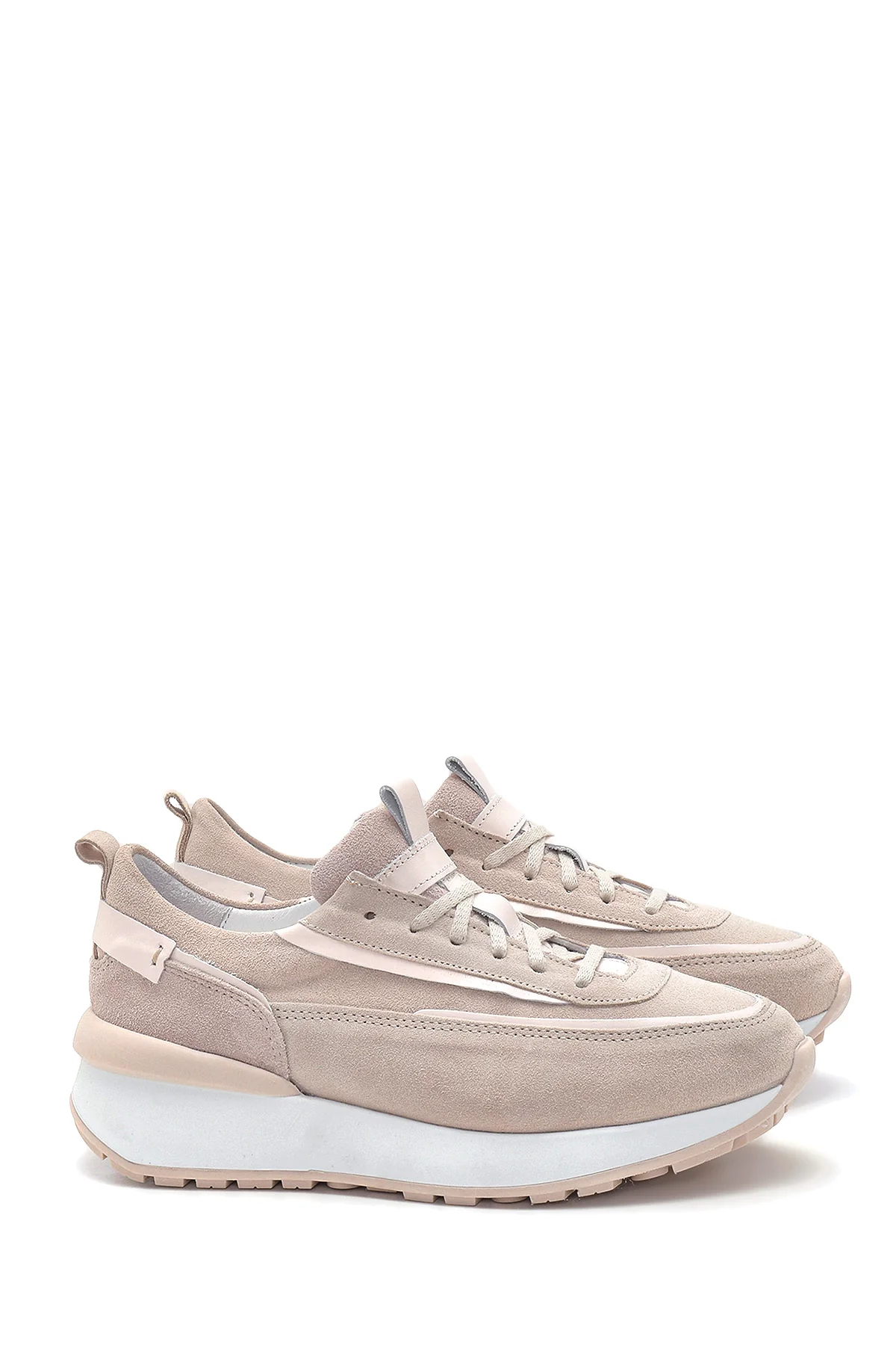 Kadın Deri Süet Yüksek Taban Sneaker - Image 3