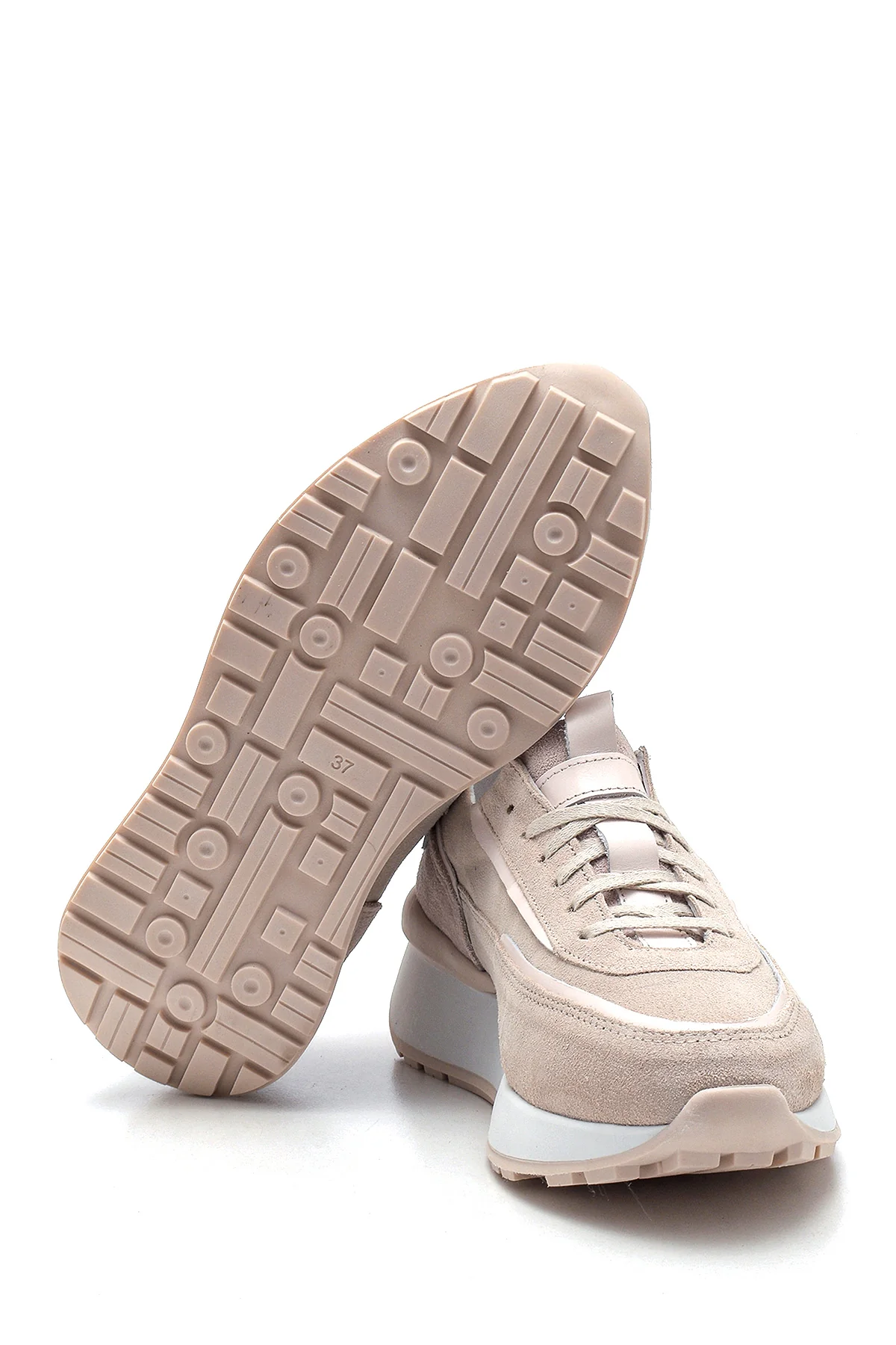 Kadın Deri Süet Yüksek Taban Sneaker - Image 4
