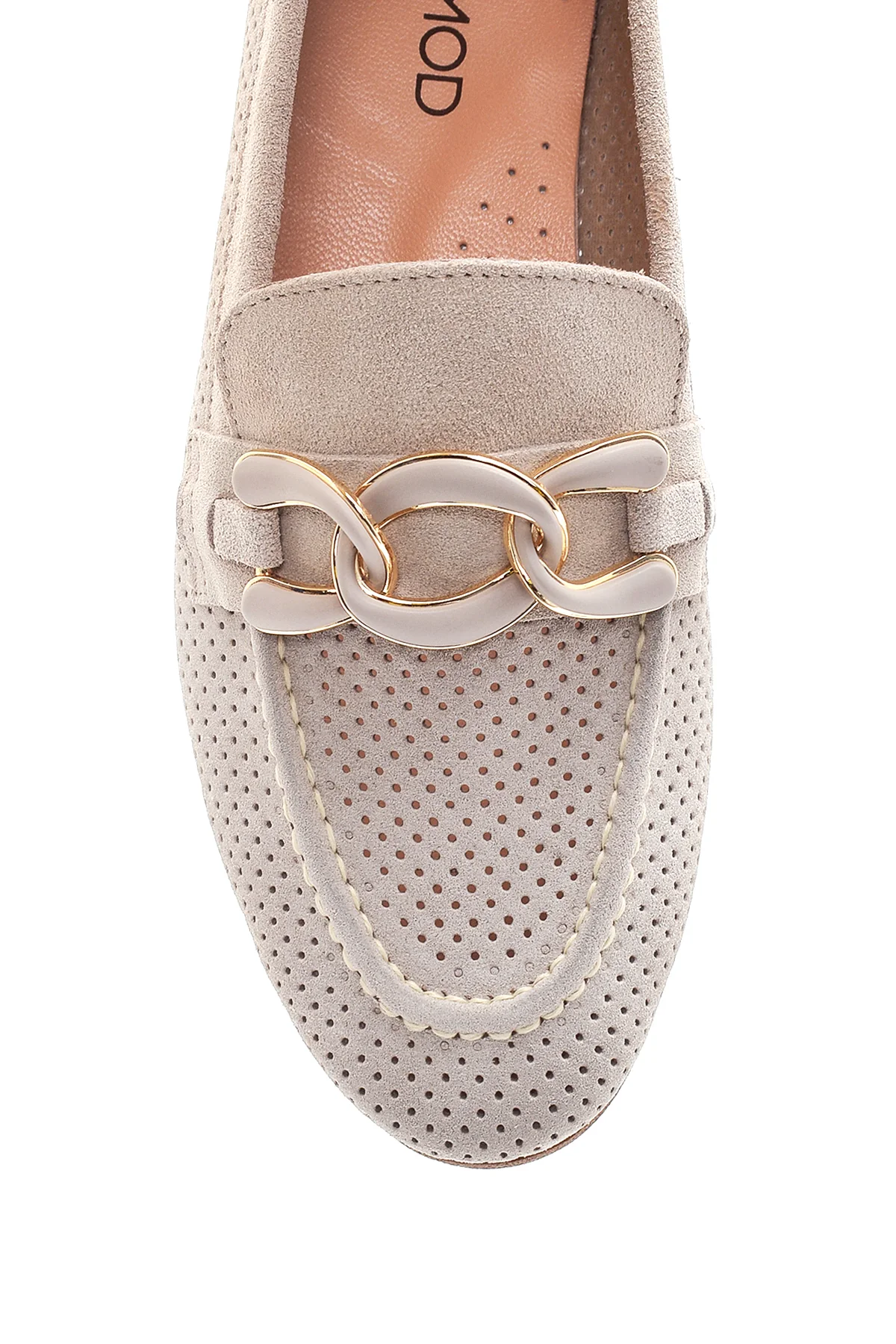 Kadın Deri Süet Zincirli Loafer - Image 5