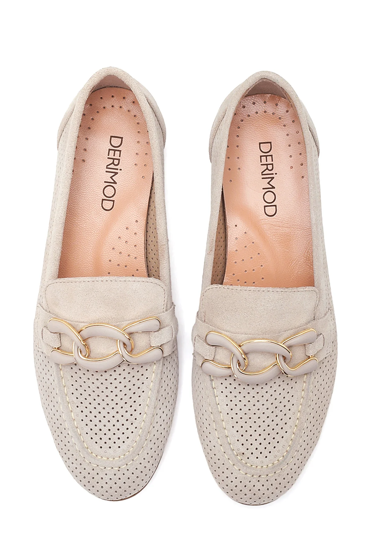 Kadın Deri Süet Zincirli Loafer - Image 6